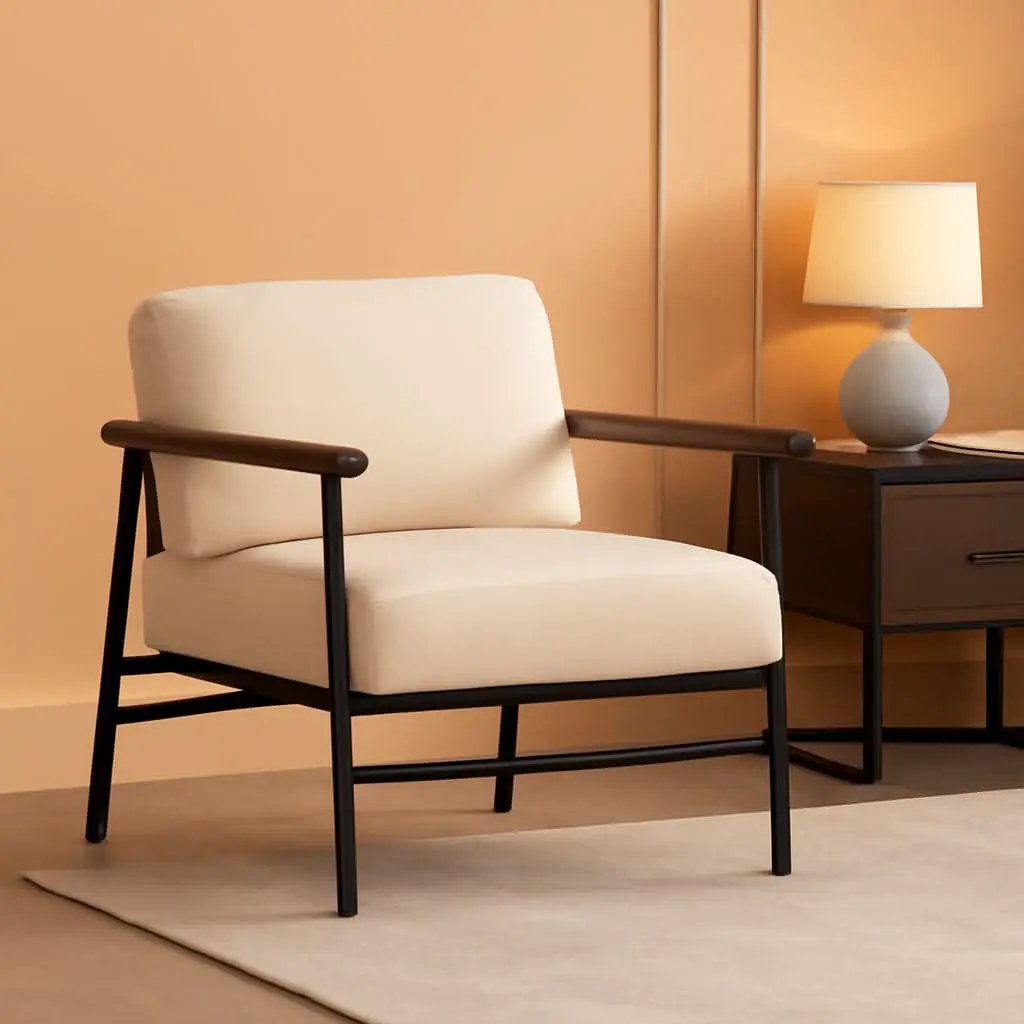 Mid Century Contemporary Accent Chair Linen Upholstery from PriceLows™