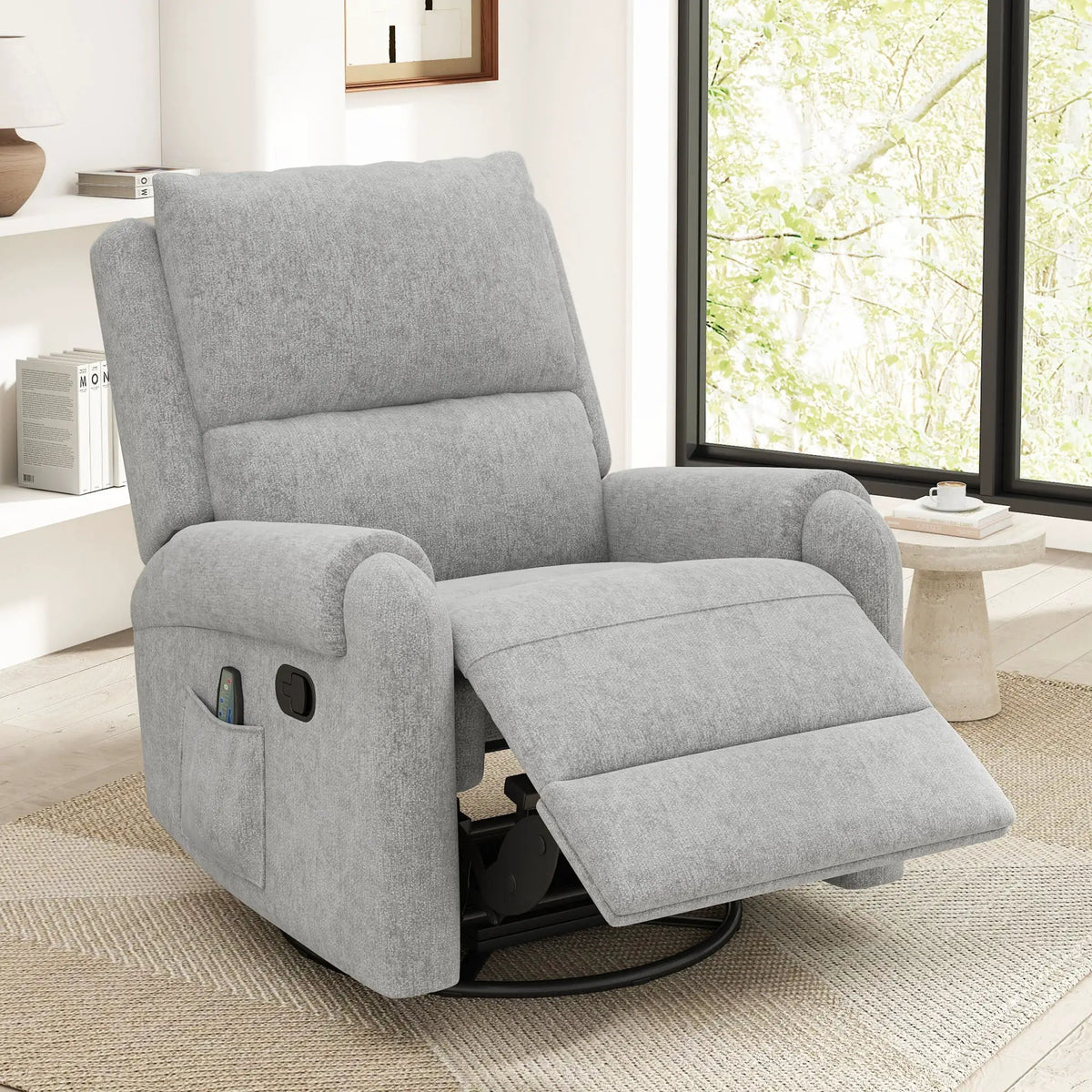 Manual Massage Recliner | Swivel Rocker | 8 Massage Modes | Side Storage Pocket