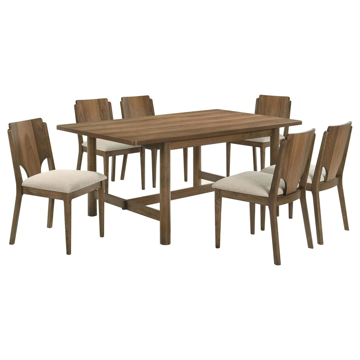 Crestmore 7-piece Rectangular Dining Table Set | 7-Piece Set | Walnut Wood | Walnut