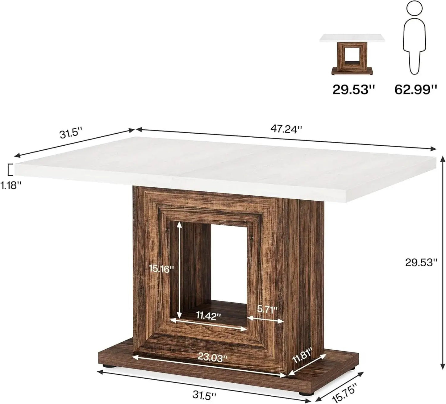 47 Inch Pedestal Dining Table For Small Kitchen Use from PriceLows™