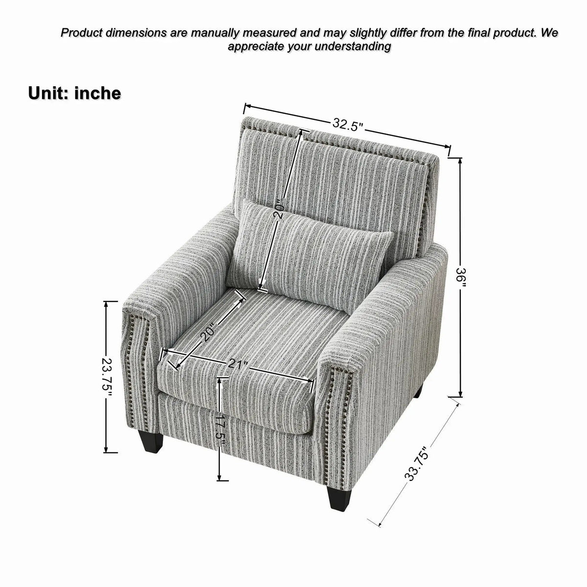 Comfy Armchair For Living Room | 3 Pieces | Solid Wood | Living Room