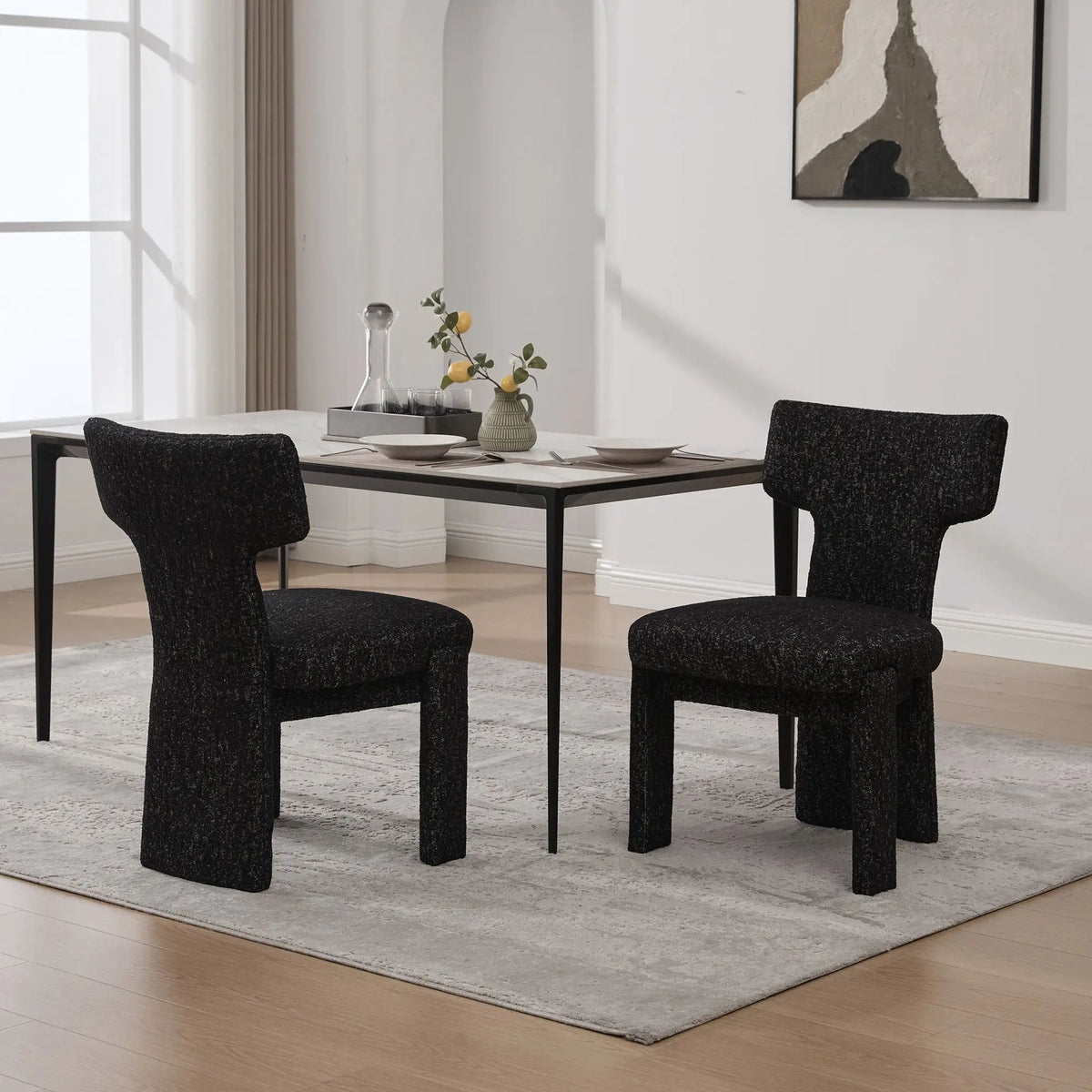 Armless Accent Chairs | Curved Back | Futuristic Design | Foam Padded Fabric