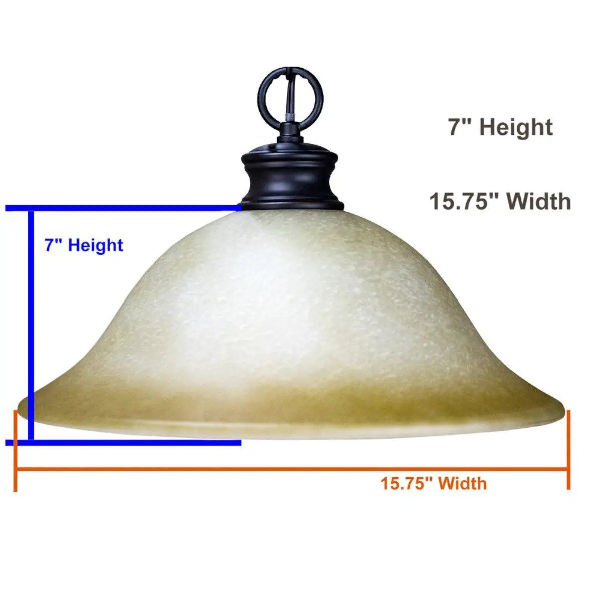 Swag Pendant Light | Amber Glass | Plug In Cord | 16 Inch Wide