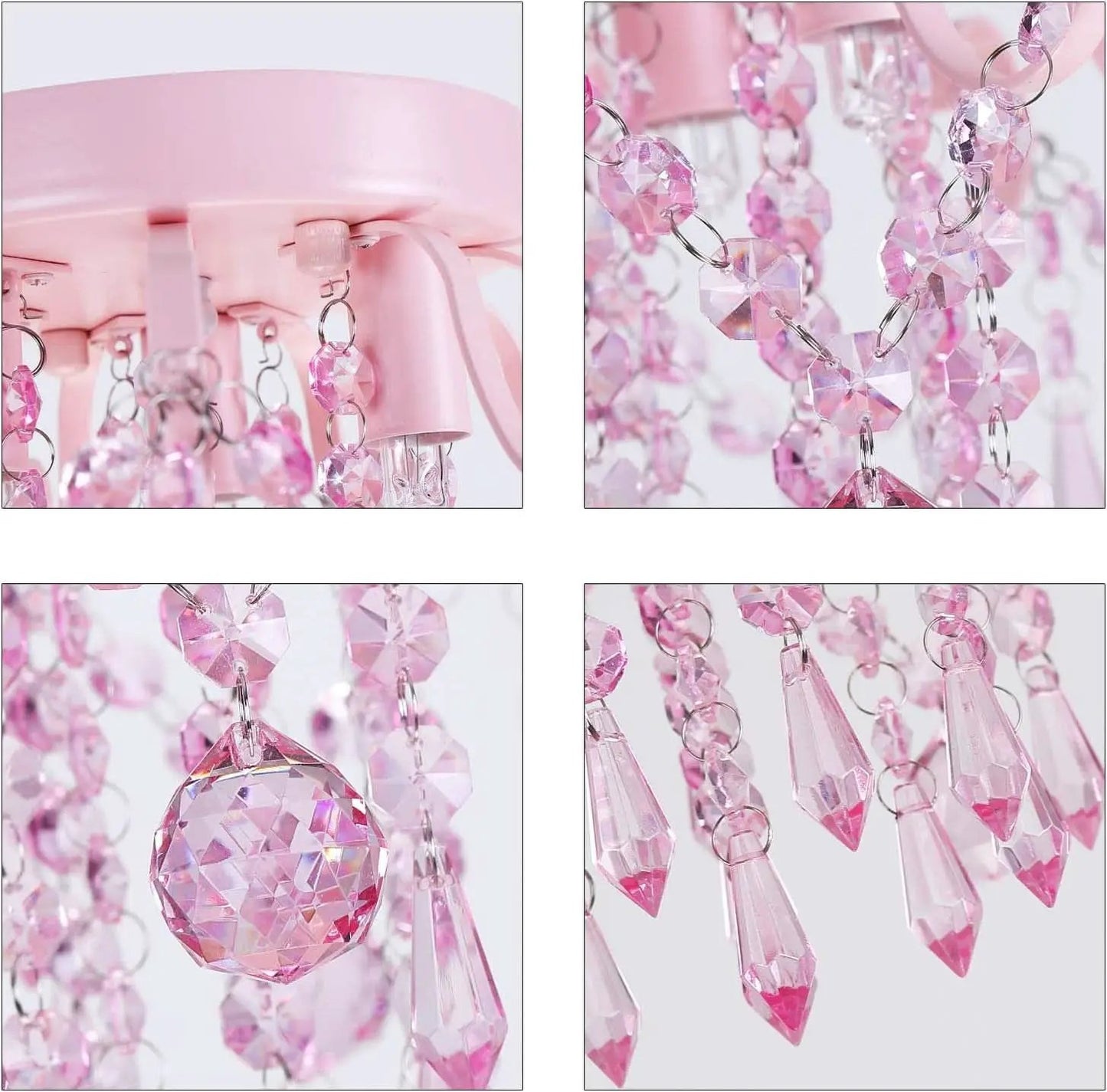 Pink Crystal Mini Chandelier 3 Light Semi Flush Mount from PriceLows™