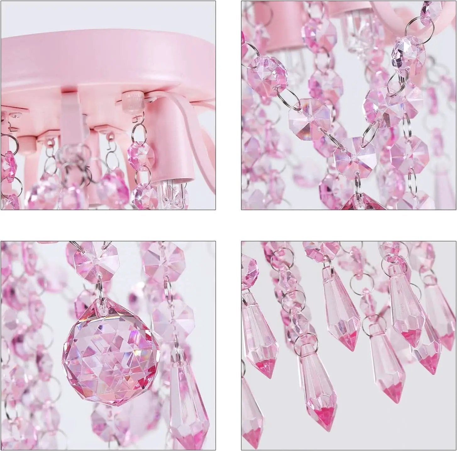 Pink Crystal Mini Chandelier 3 Light Semi Flush Mount from PriceLows™