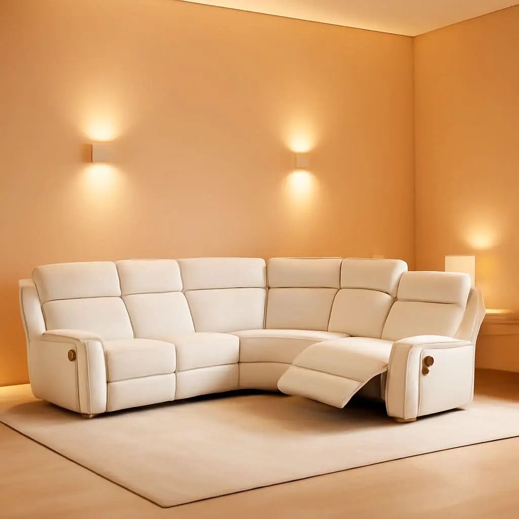 Off White Recliner Sectional Sofa Five Seats Living Room from PriceLows™