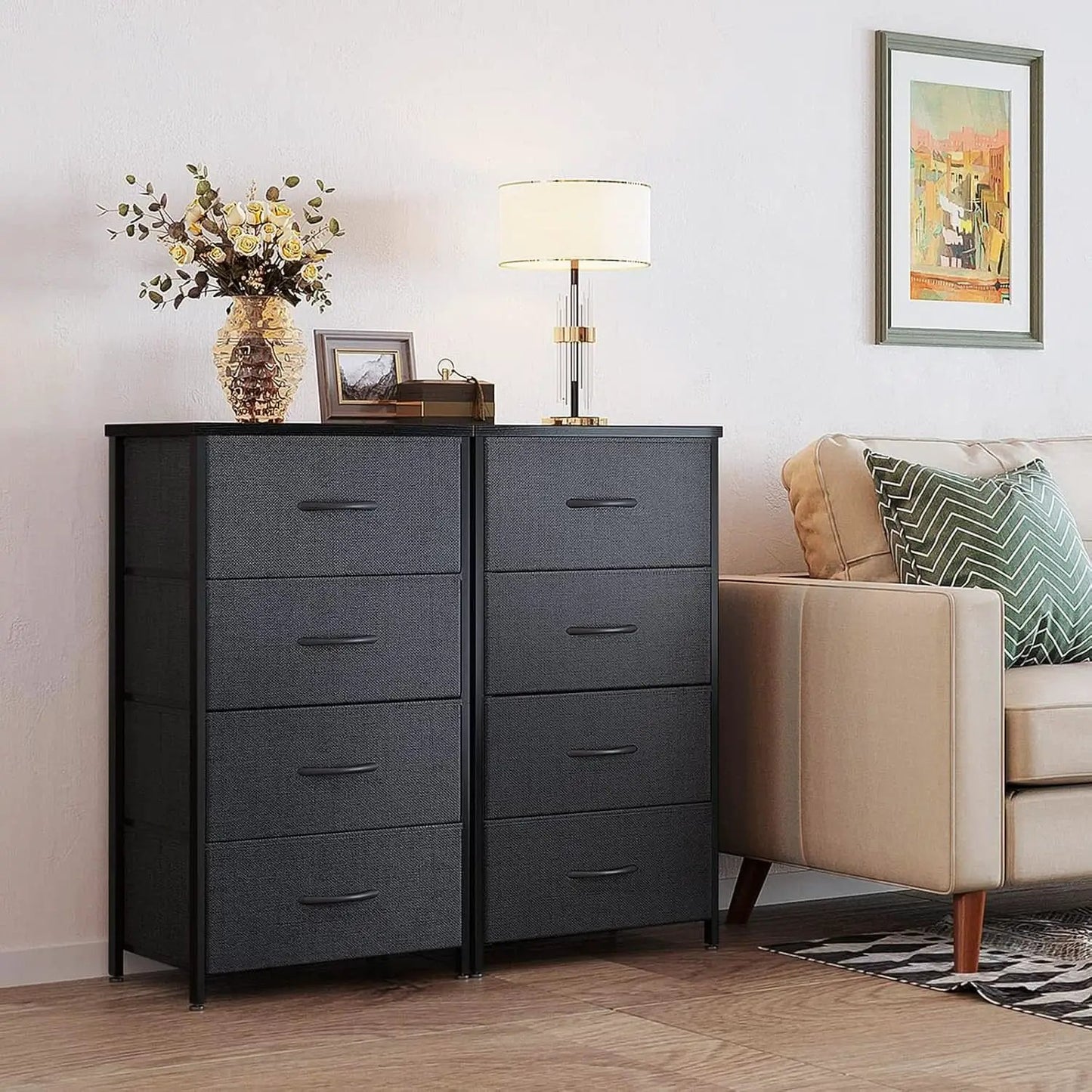 Black Compact Dresser Featuring SteelFrame And WoodenTop from PriceLows™