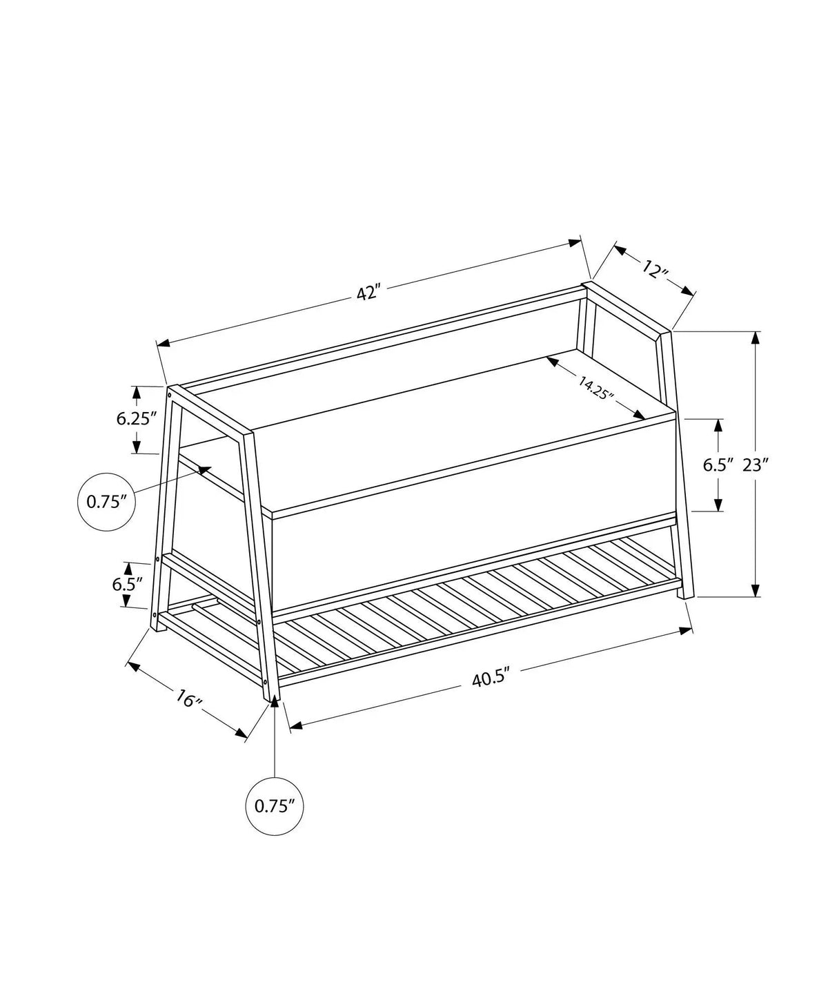Flip-Top Storage Bench | Shoe Rack Combination | Contemporary Wood-Look Finish | 42 Inch Length