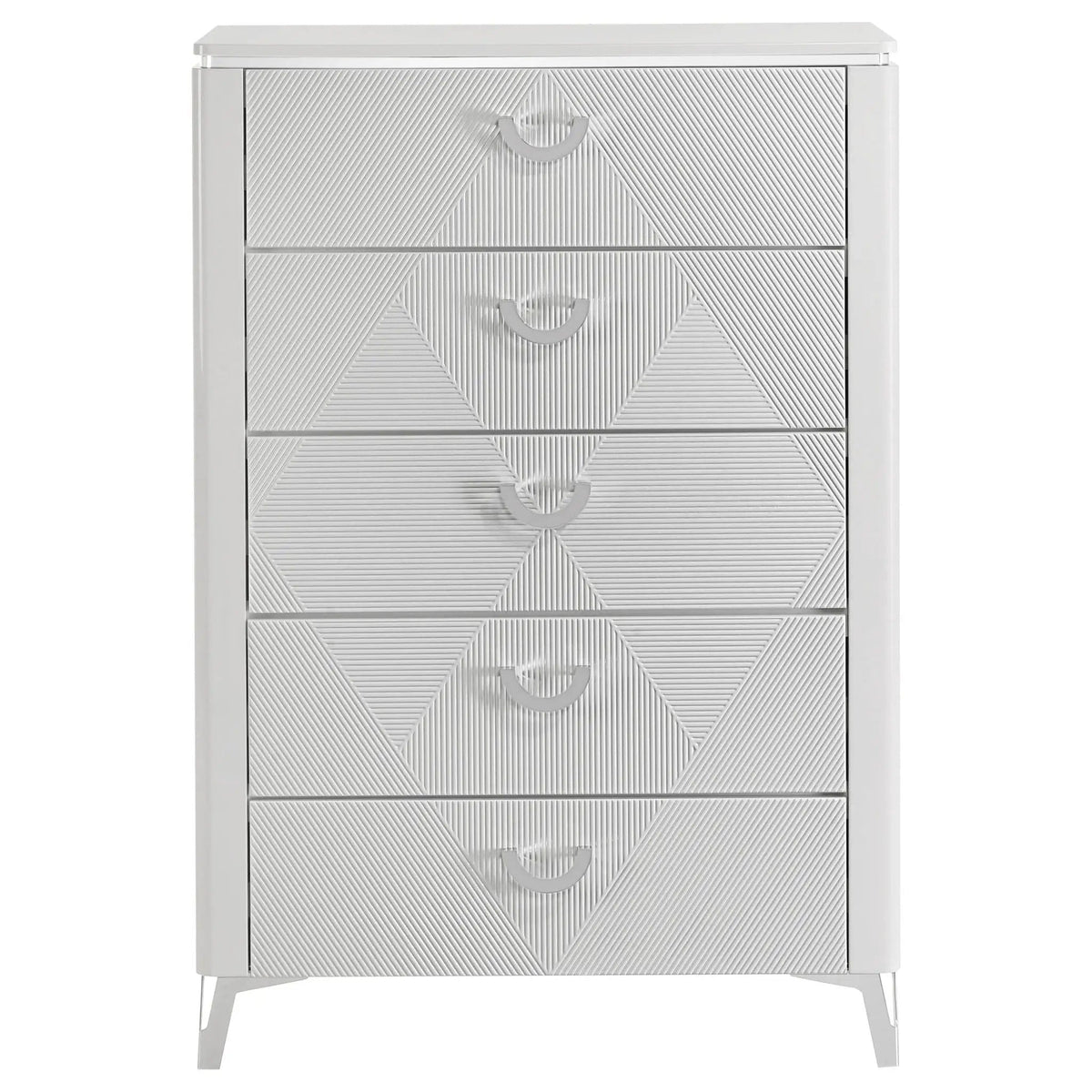 Cassia 5-drawer Bedroom Chest of Drawers White High Gloss | 35 x 17.75 x 52.25 in | Metal | Bedroom