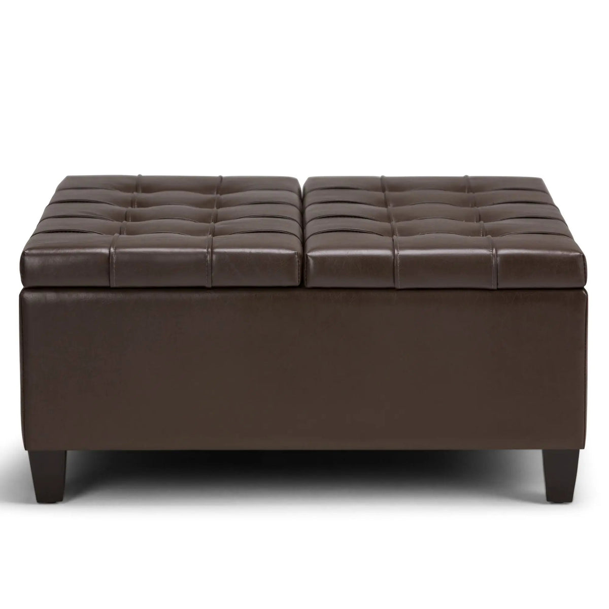 Coffee Table Storage Ottoman | Lift Top Hinge | Solid Wood Base | Large Square