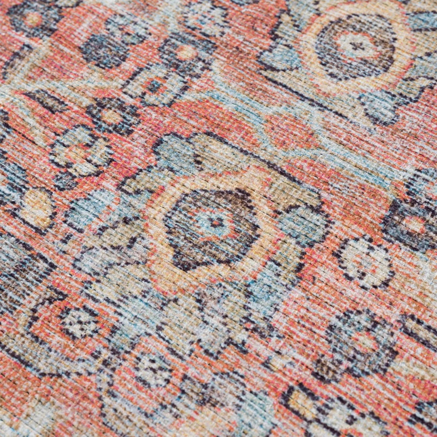 Urpi Rose & Blue Washable Area Rug from PriceLows™