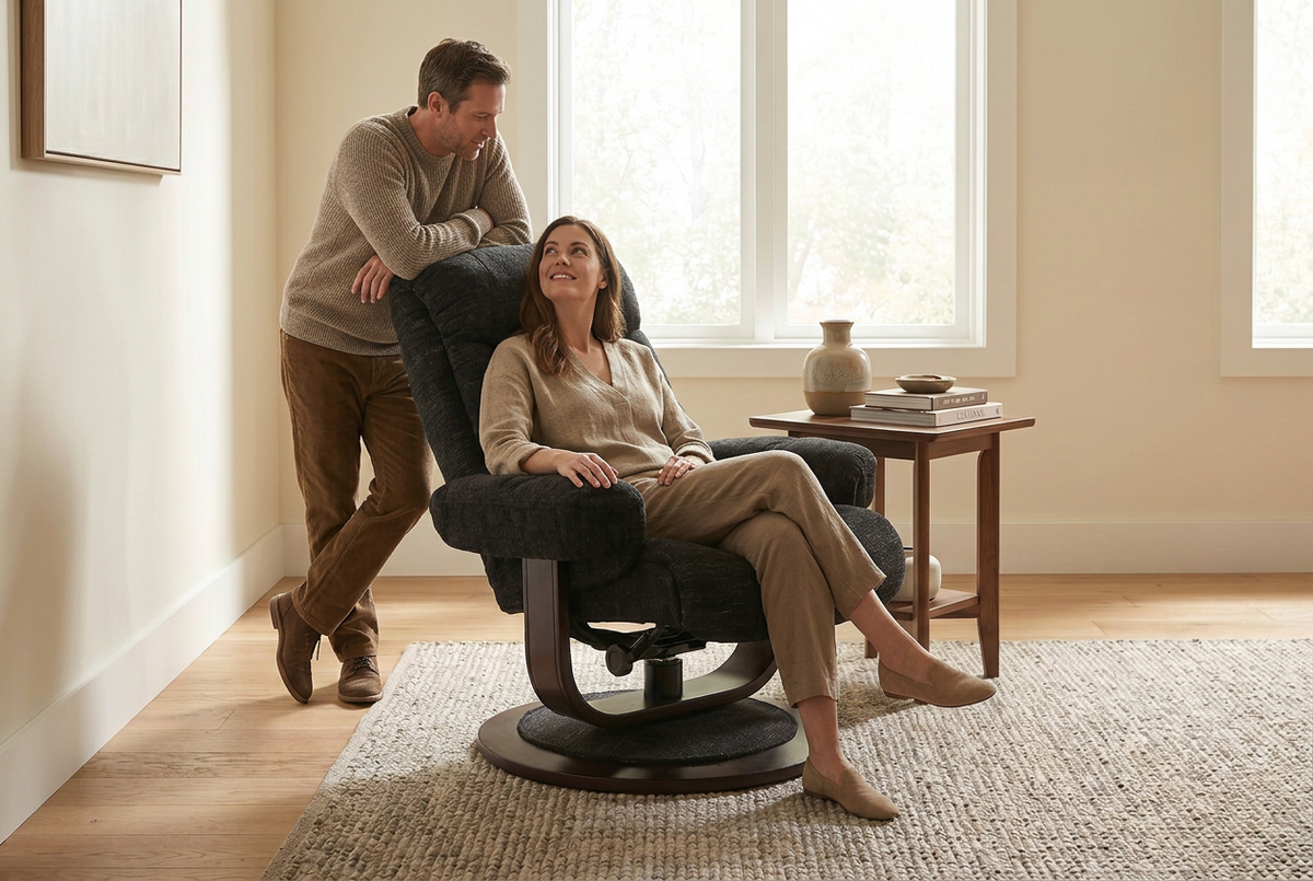 Contemporary Euro Recliner | Plush Cushioning | With Ottoman