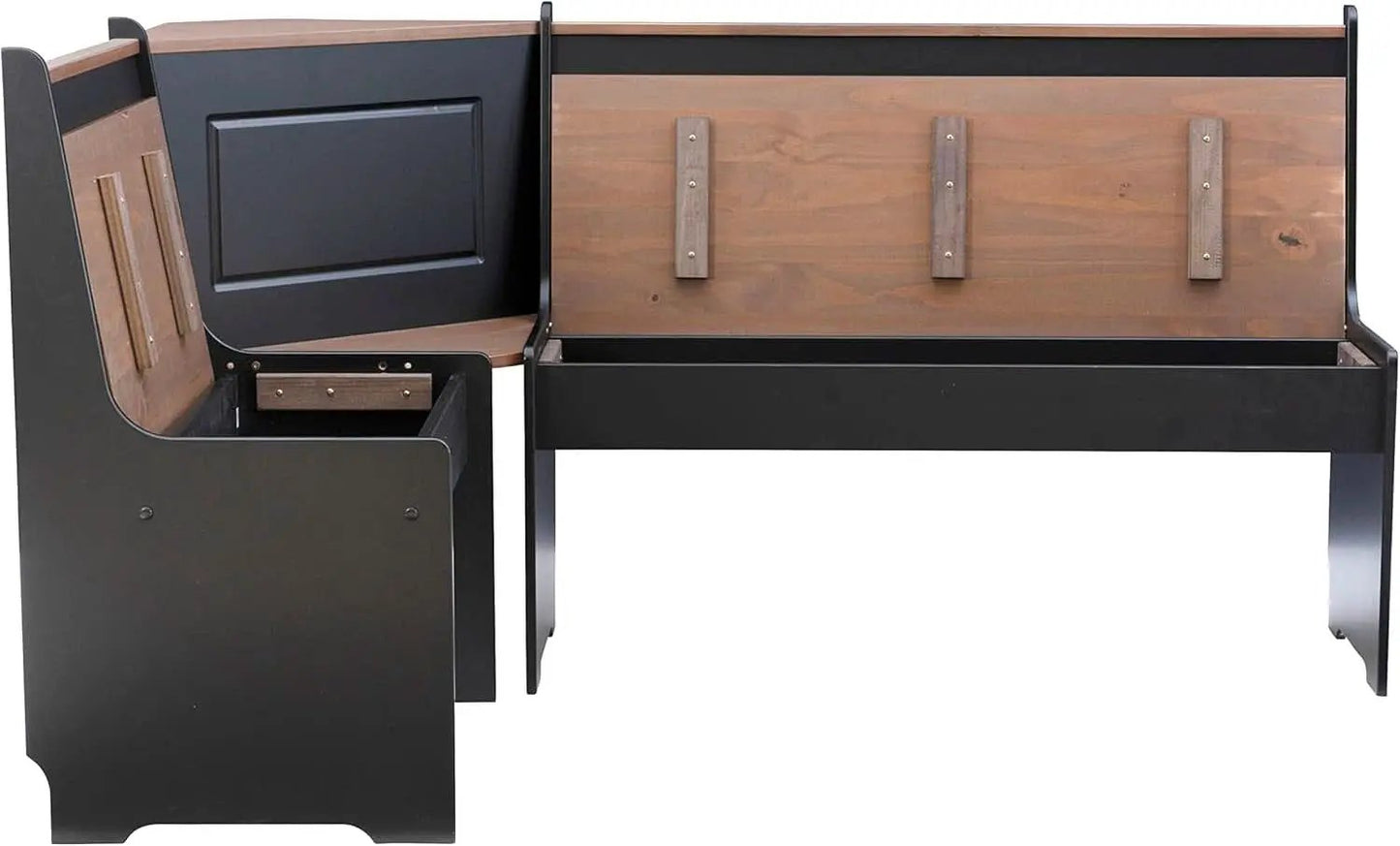 Black Pecan Five Seat Dining Set With Storage Benches from PriceLows™