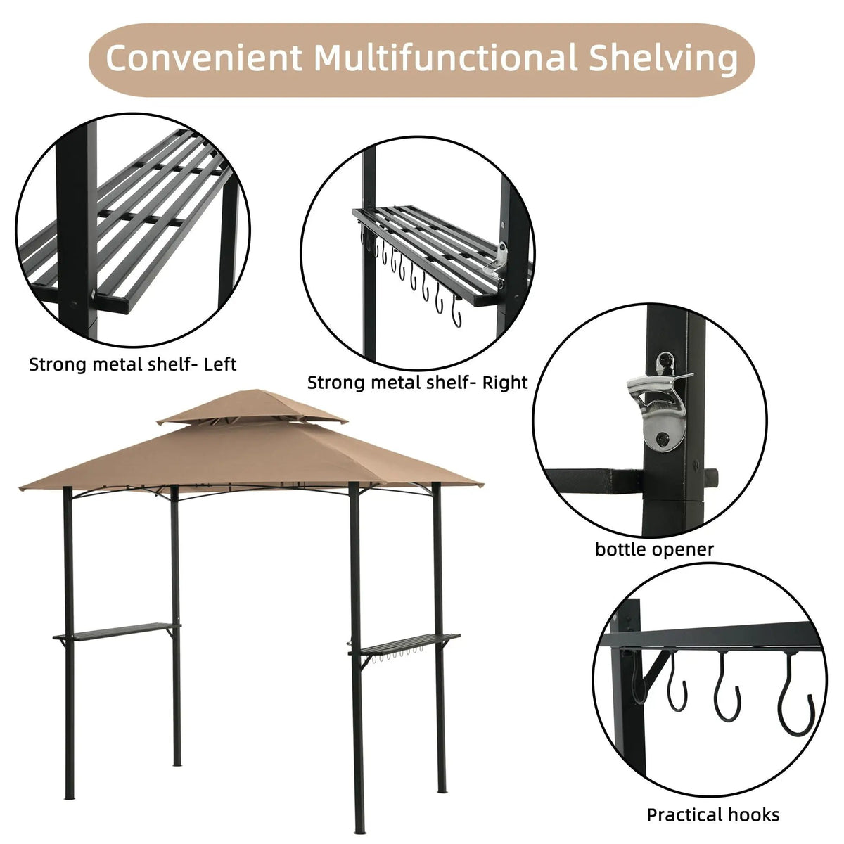 Outdoor Grill Gazebo | Double Tier Canopy | Steel Frame | 3 Person