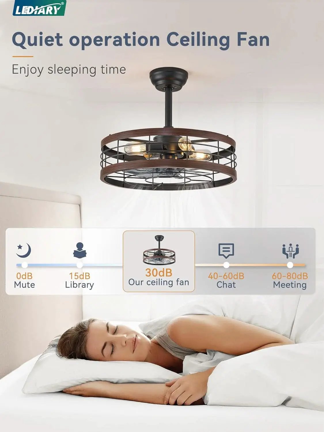 20 Inch Walnut Caged Fandelier Ceiling Fan With Light And Remote Control 6 Speeds With Timing from PriceLows™