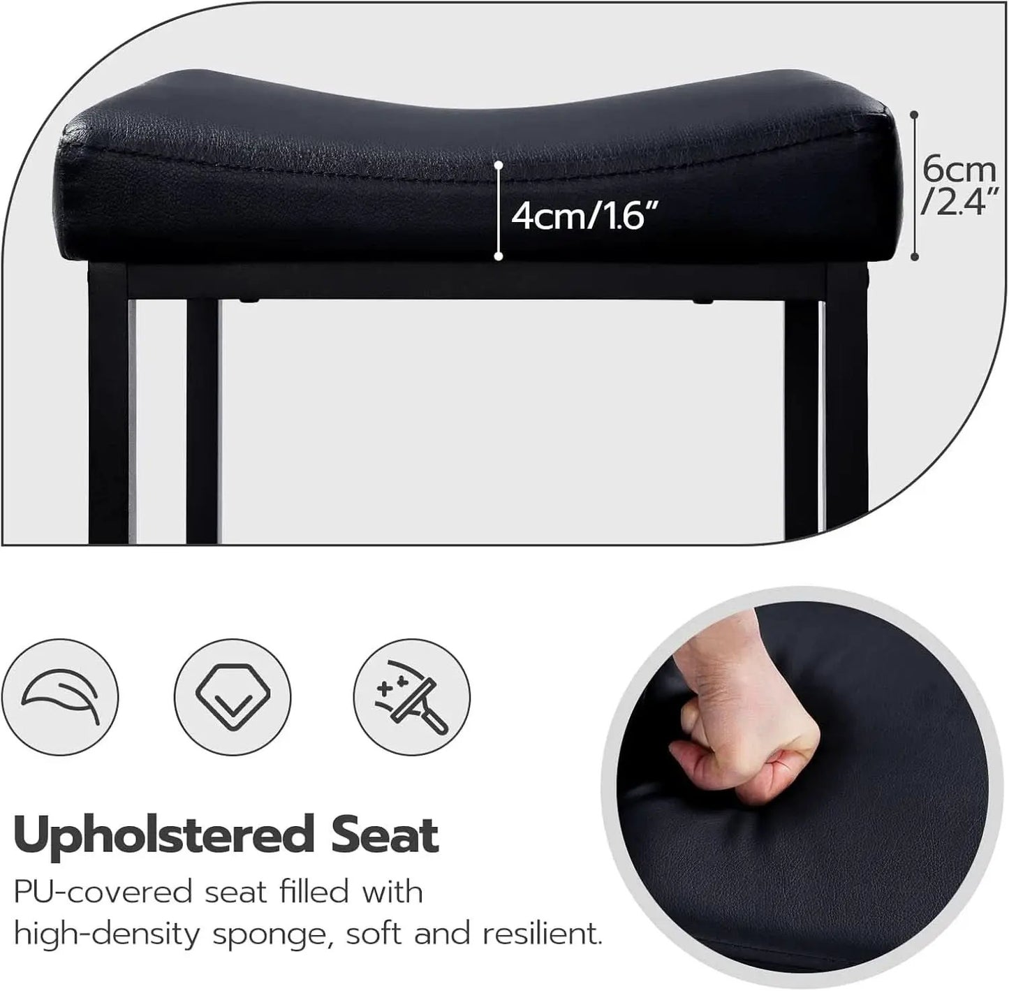 Counter Height Bar Stools Set Of 2 Saddle Seat Black from PriceLows™