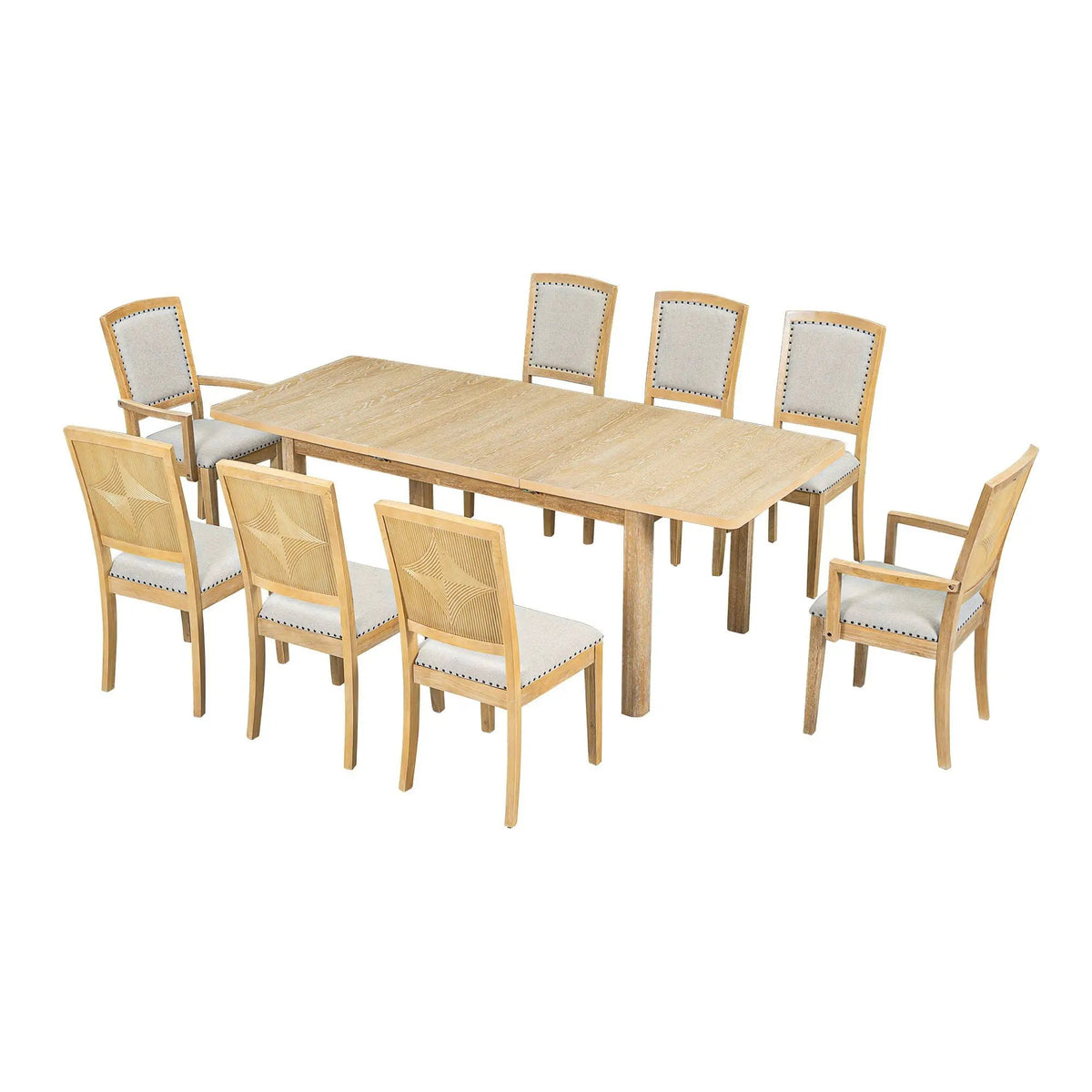 9 Piece Dining Set | Removable Leaf | Rubberwood | 24 Inch Extension