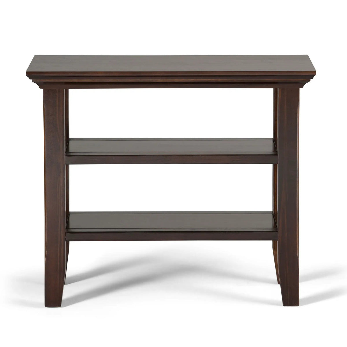 Acadian Narrow Side Table | Handcrafted Solid Wood | 2 Open Storage Shelves | 24 Inch Height