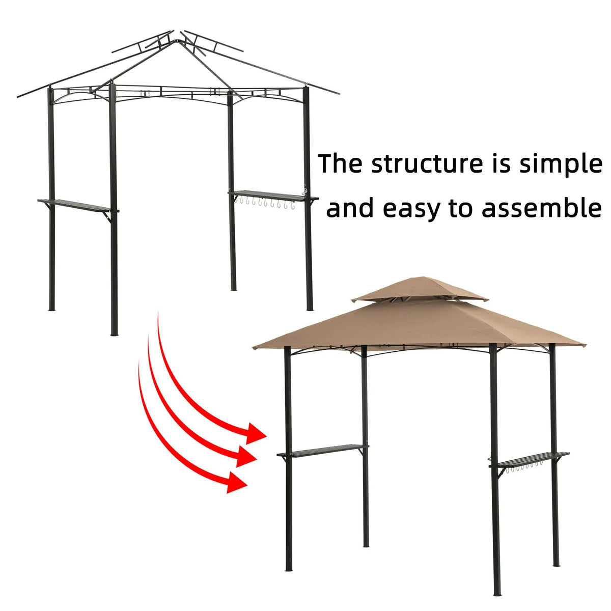 Outdoor Grill Gazebo | Double Tier Canopy | Steel Frame | 3 Person