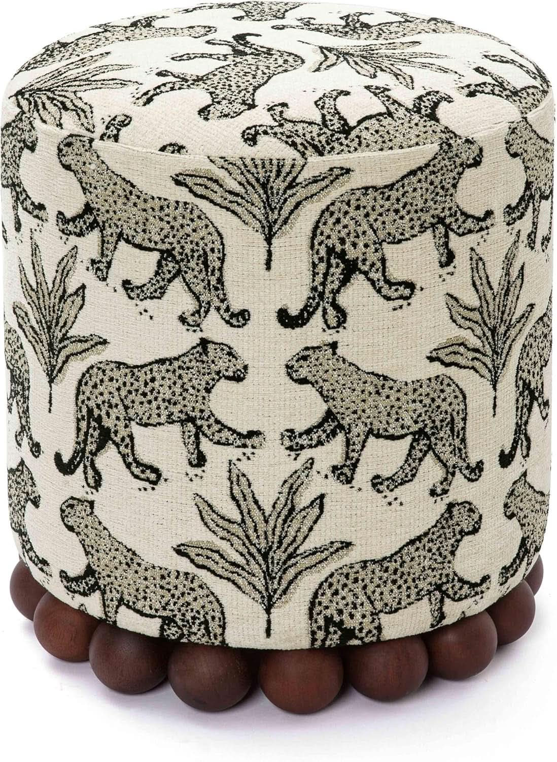 Dex Taupe Leopard Jacquard Ottoman Fully Assembled from PriceLows™