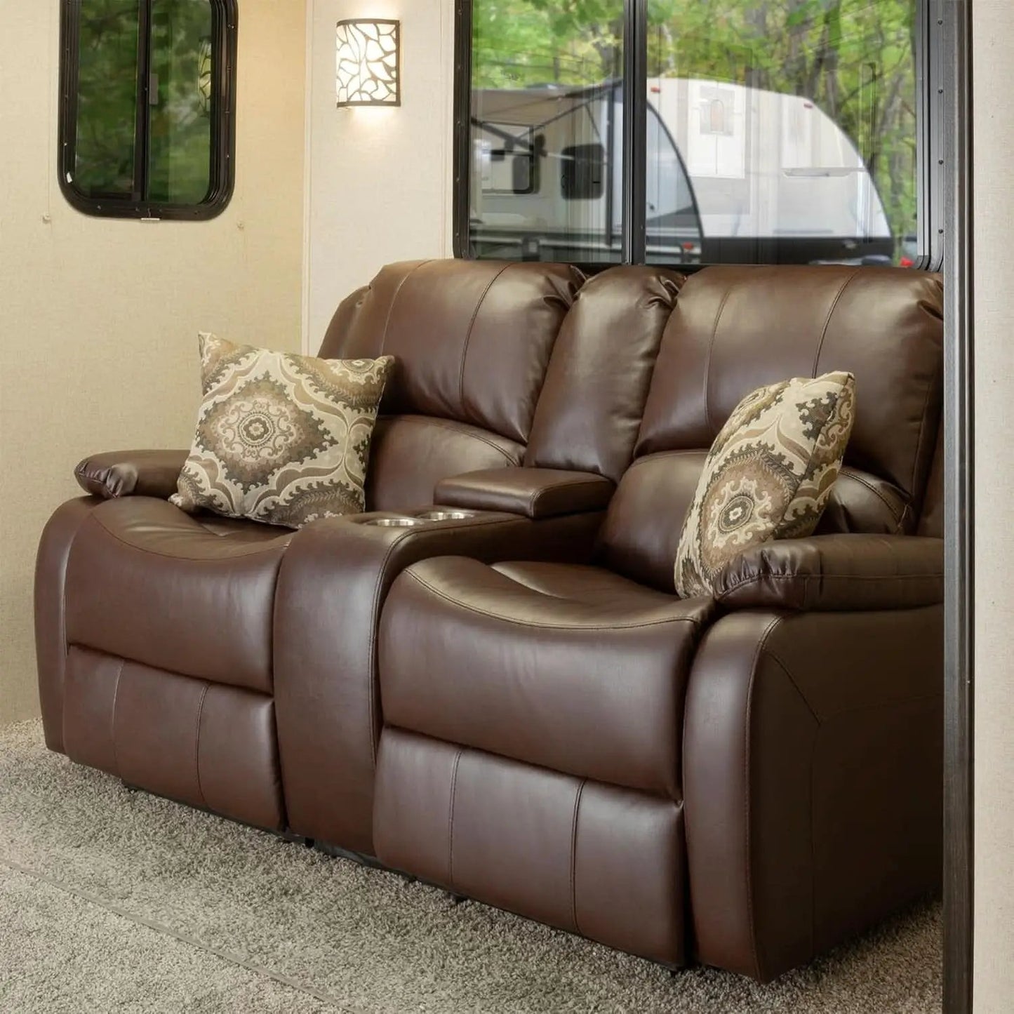 67 Inch Powered RV Wall Hugger Recliner Sofa Mahogany from PriceLows™