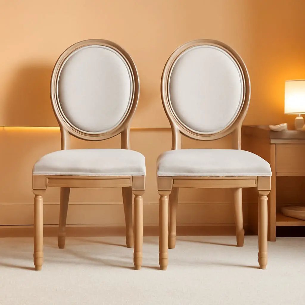 Phinnaeus Beige Polyester Fabric Dining Chairs Set Of 2 from PriceLows™