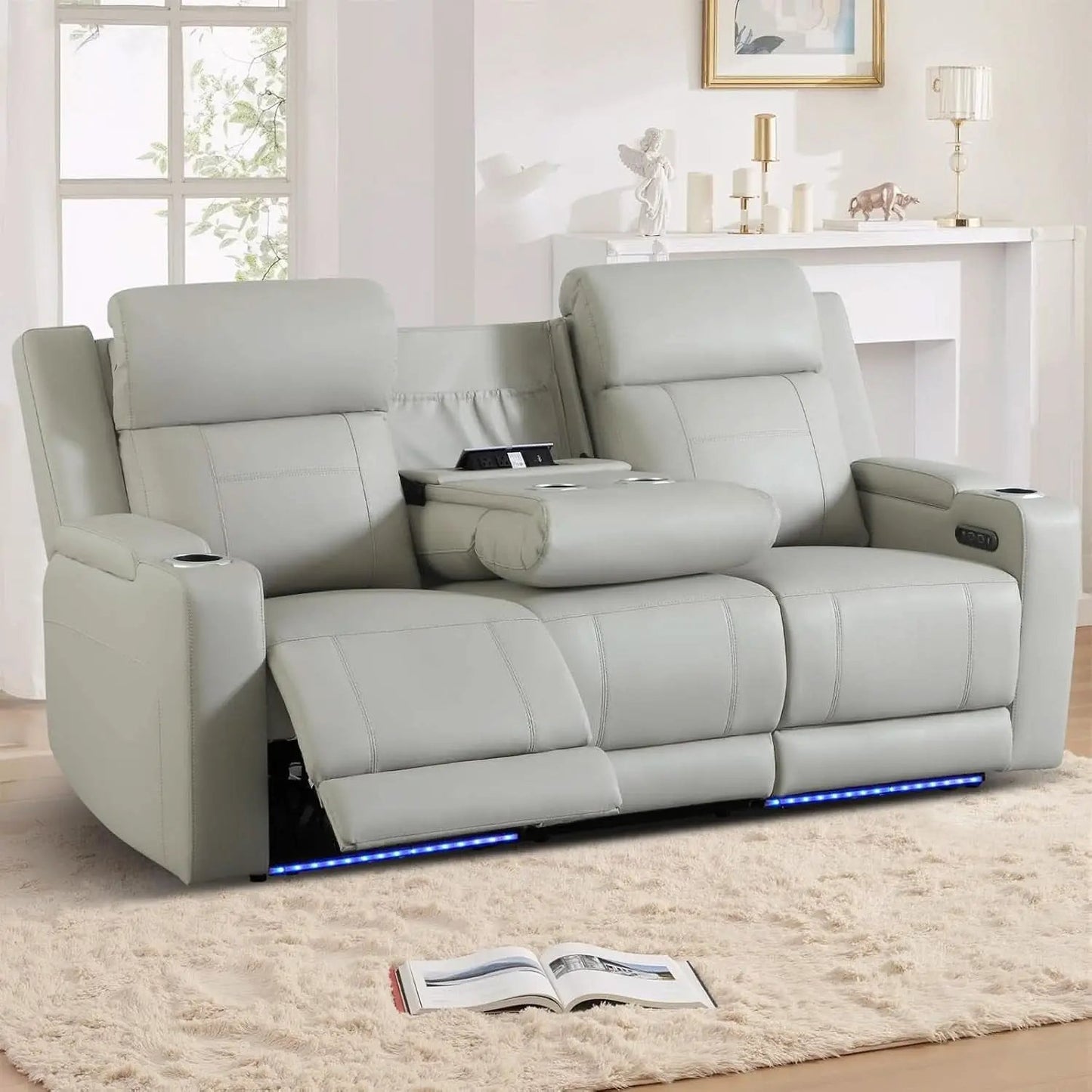 Power Recliner Sofa With Adjustable Headrest USB Charging from PriceLows™