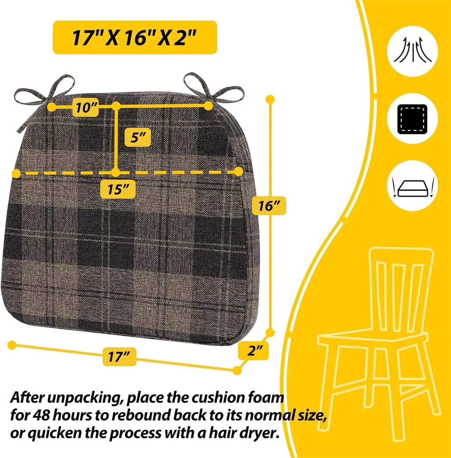 D Shaped Chair Cushions 2 Inch Thick Brown 17x16 Pads from PriceLows™
