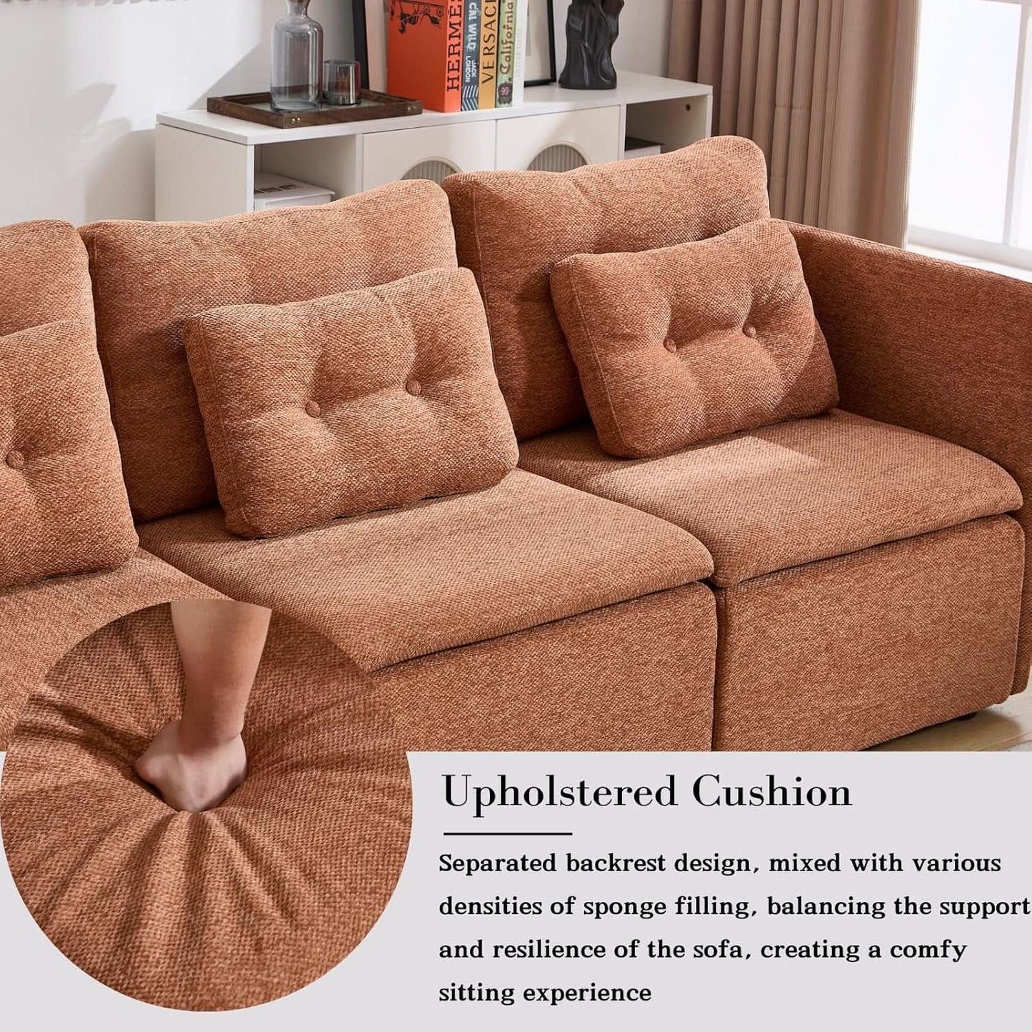 56 Inches Wide Chenille Sectional Loveseat Espresso from PriceLows™