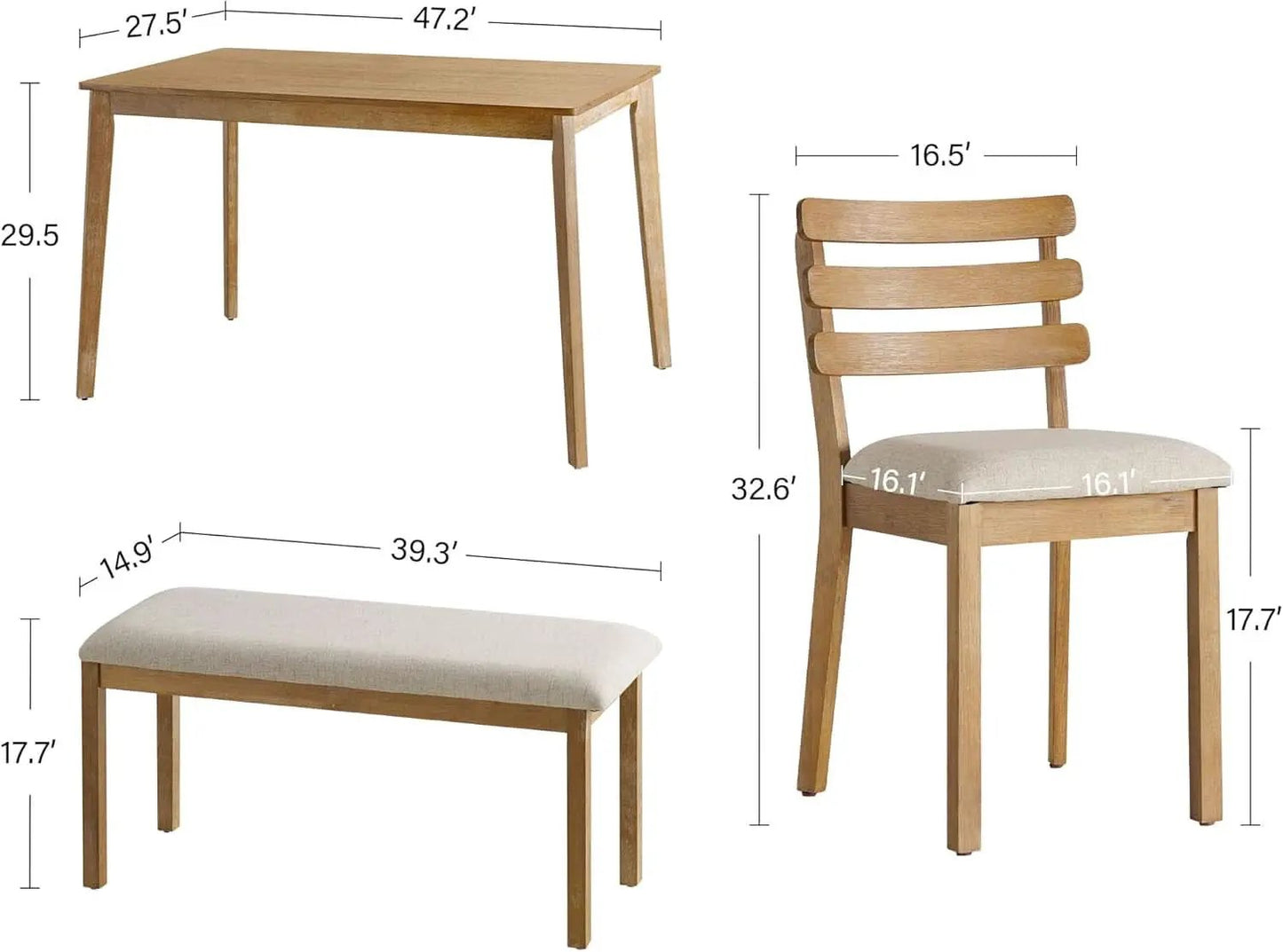 Premium Solid Wood Farmhouse Dining Table Set For Four from PriceLows™