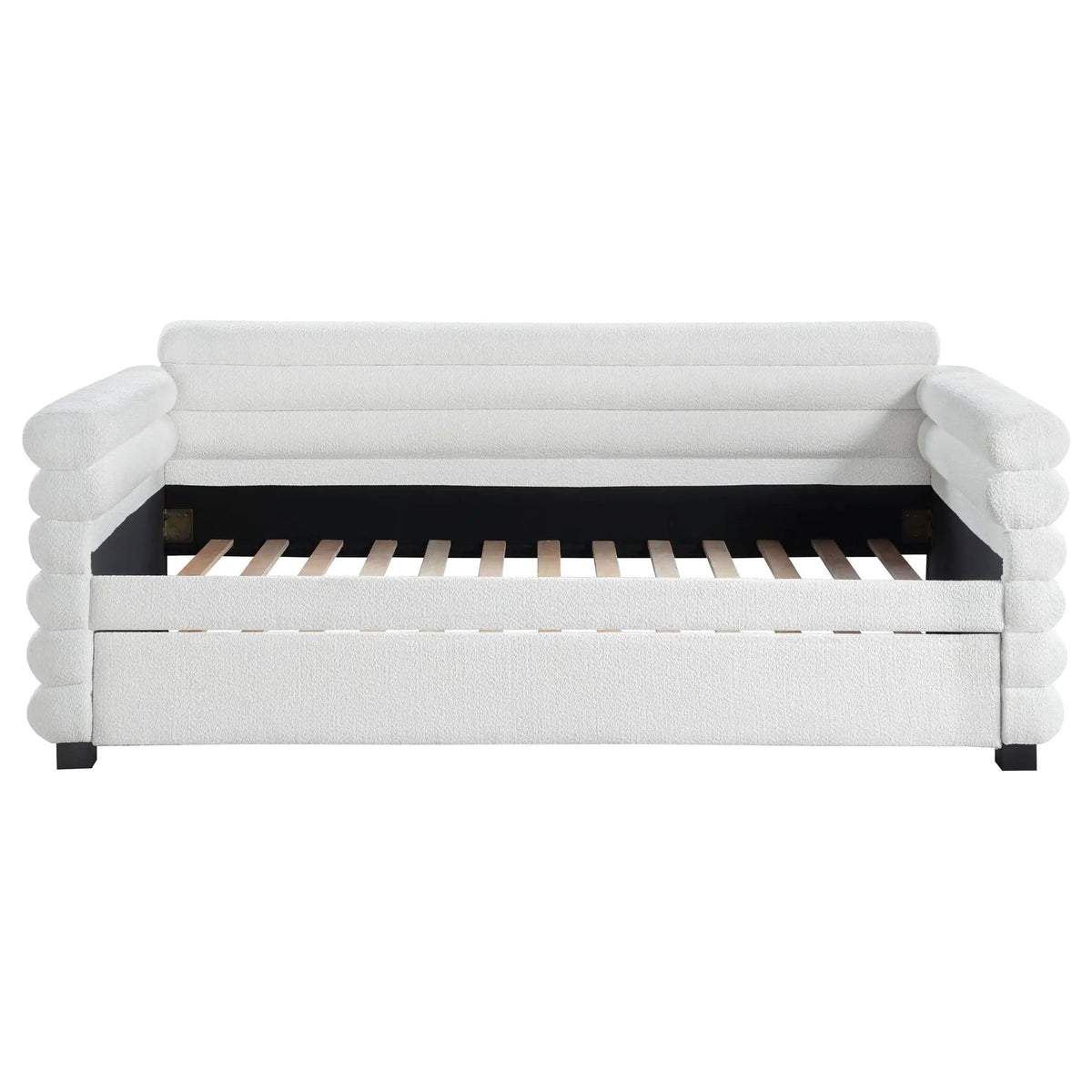 Patricia Boucle Upholstered Twin Day Bed with Trundle Daybed | 88 x 43.75 x 36.5 in | Boucle | White