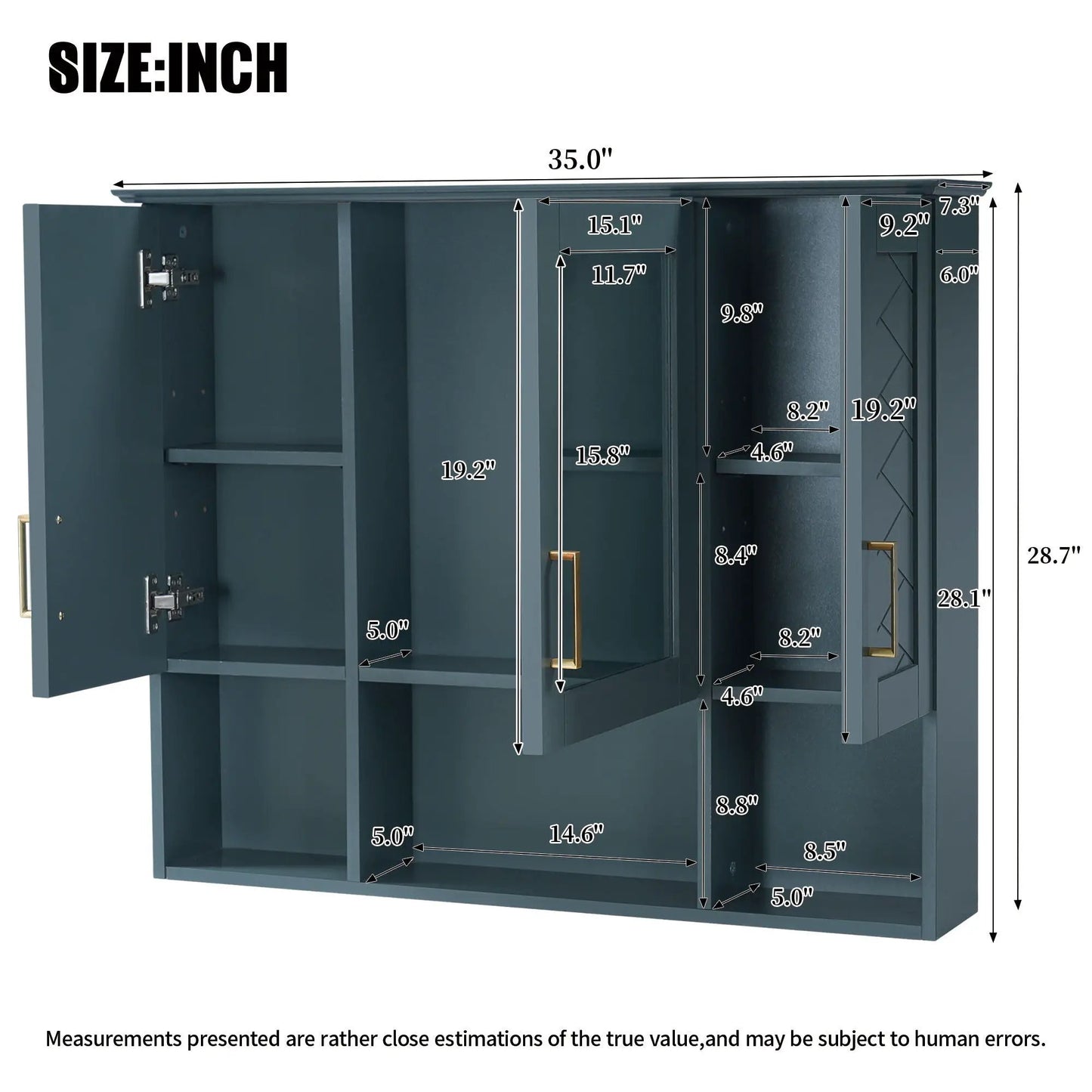Modern Wall Mounted Medicine Cabinet With Adjustable Shelves, Soft Close Doors, High Define Mirror from PriceLows™