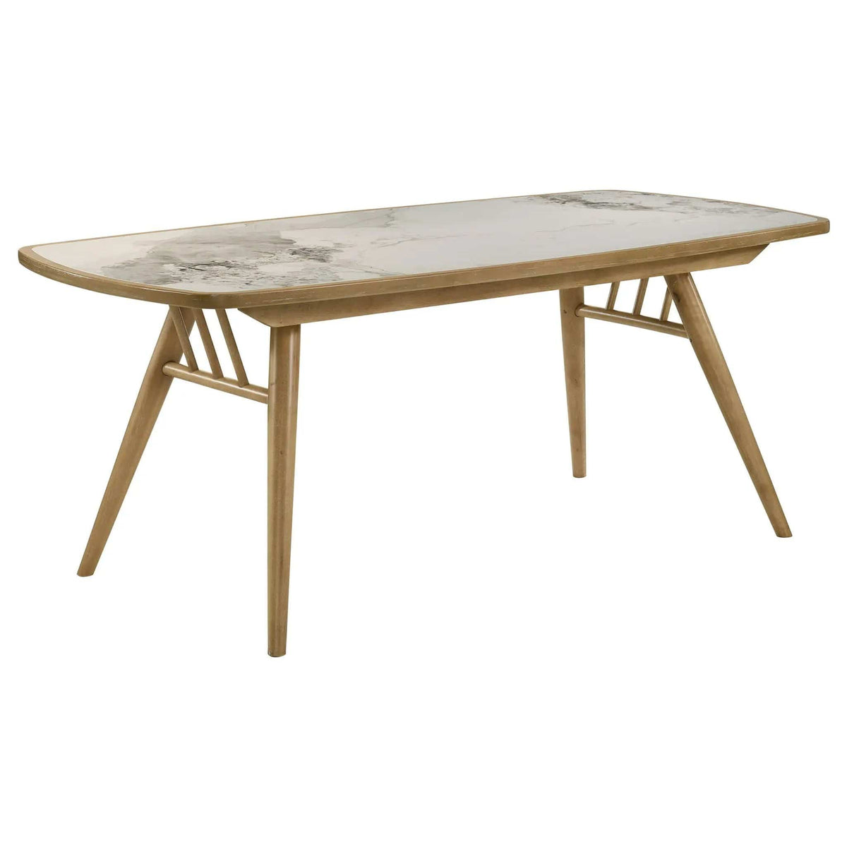 Croyden 7-piece Rectangular Dining Set Weathered | 7-Piece Set | Solid Wood & Marble | Natural