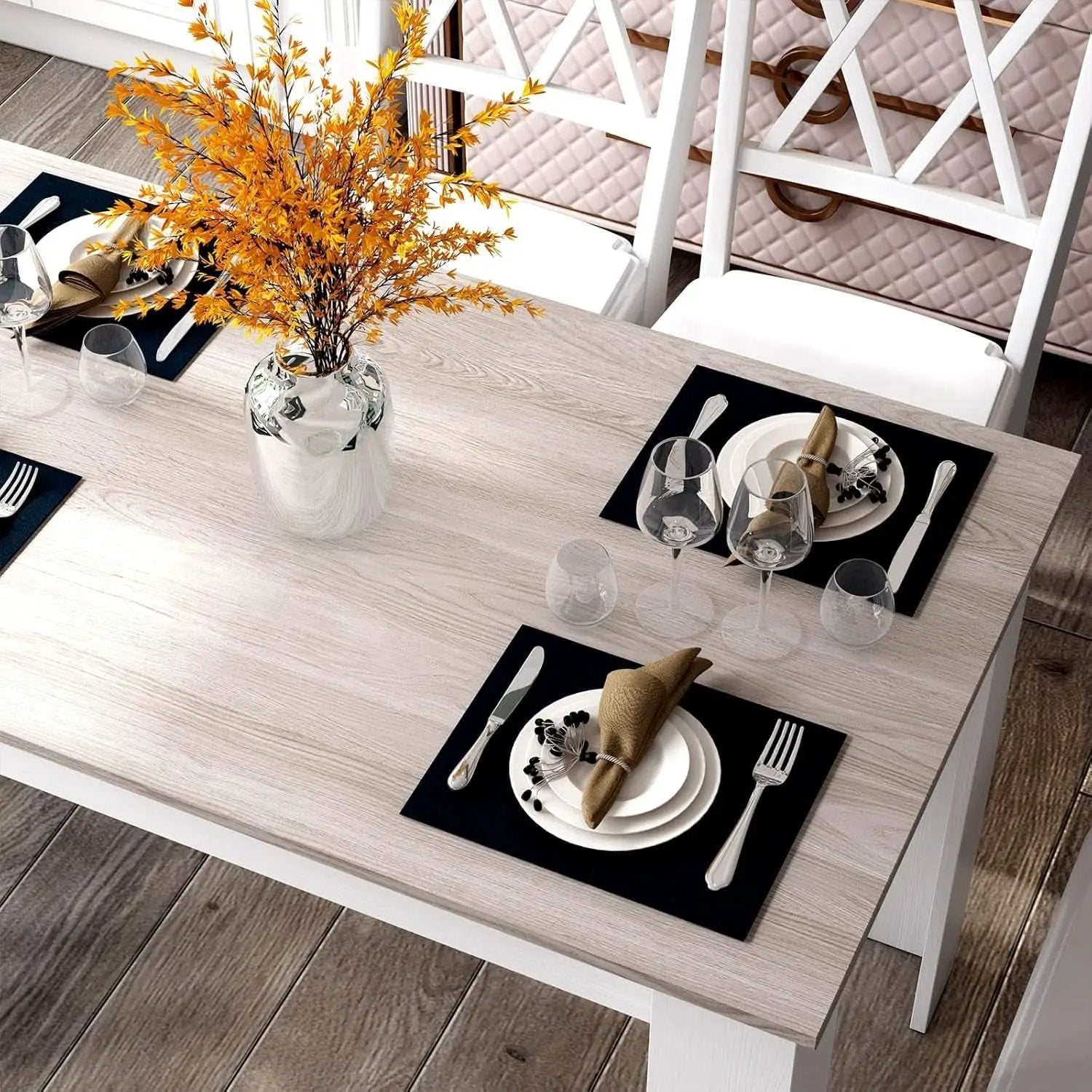 Wooden Dining Table For Four 47 By 28 Inches White Gray from PriceLows™