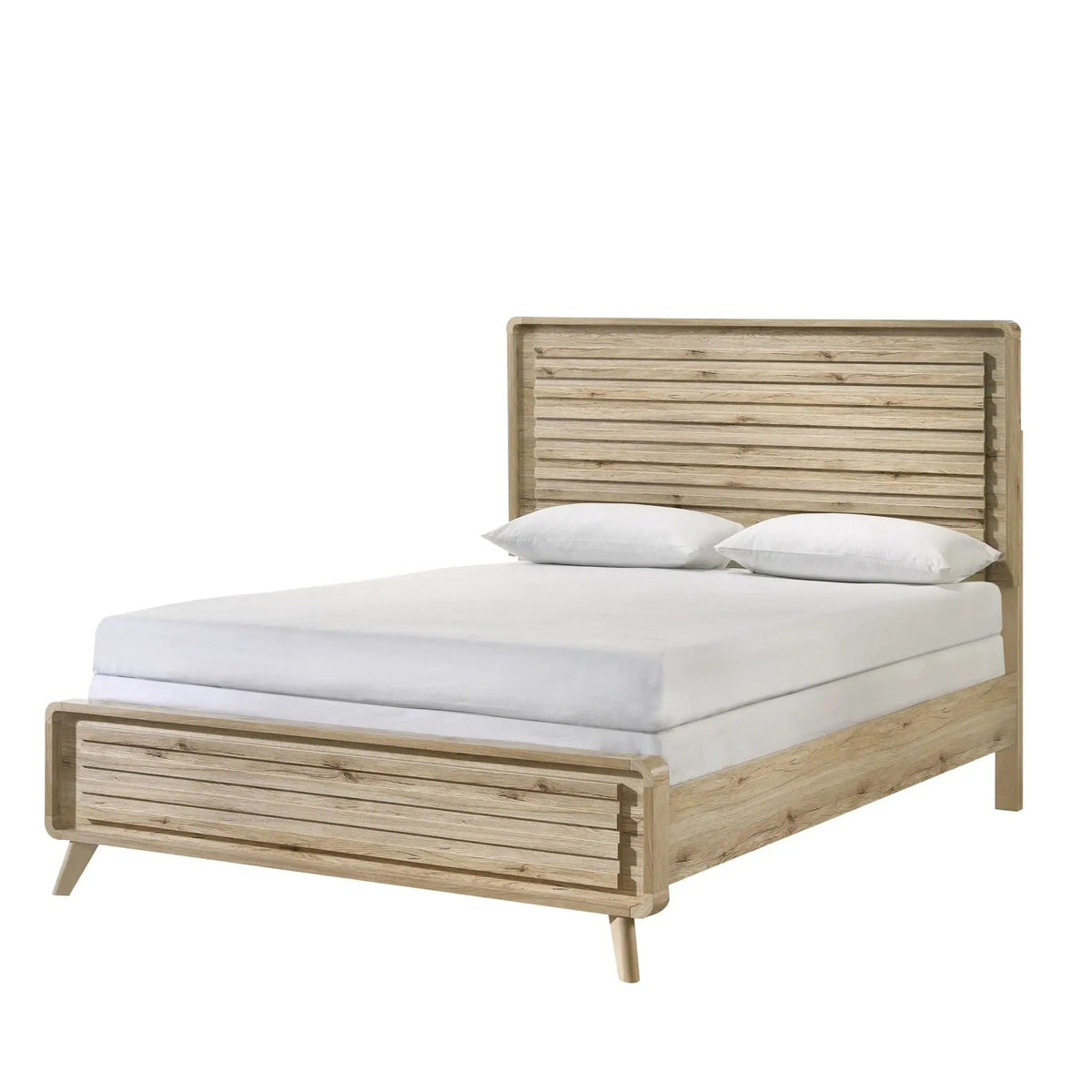 Panel Bed With Slatted Headboard And Footboard | 2 Pieces | Wood | Bedroom
