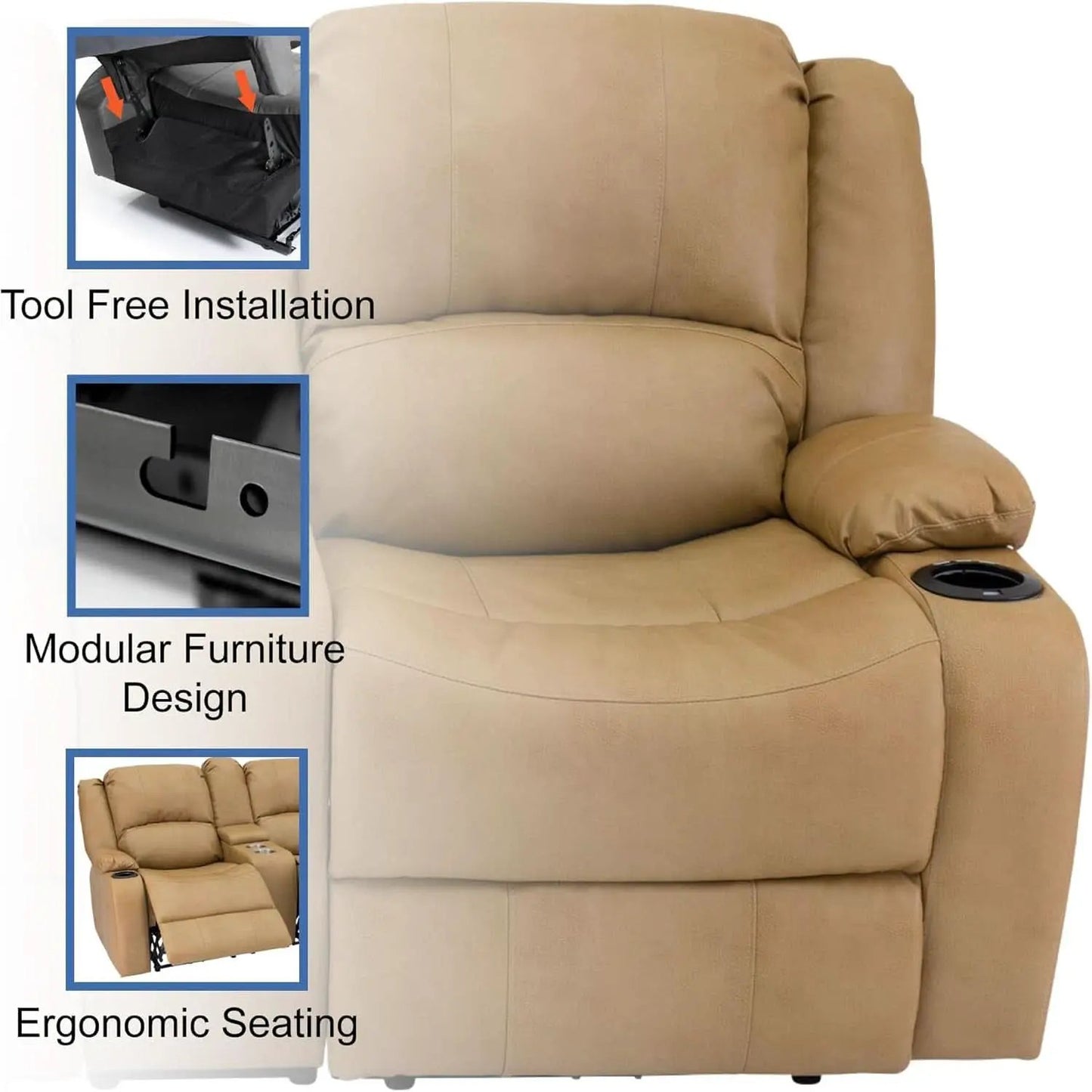 Charles 67 Inch Powered Double RV Wall Hugger Recliner Sofa from PriceLows™