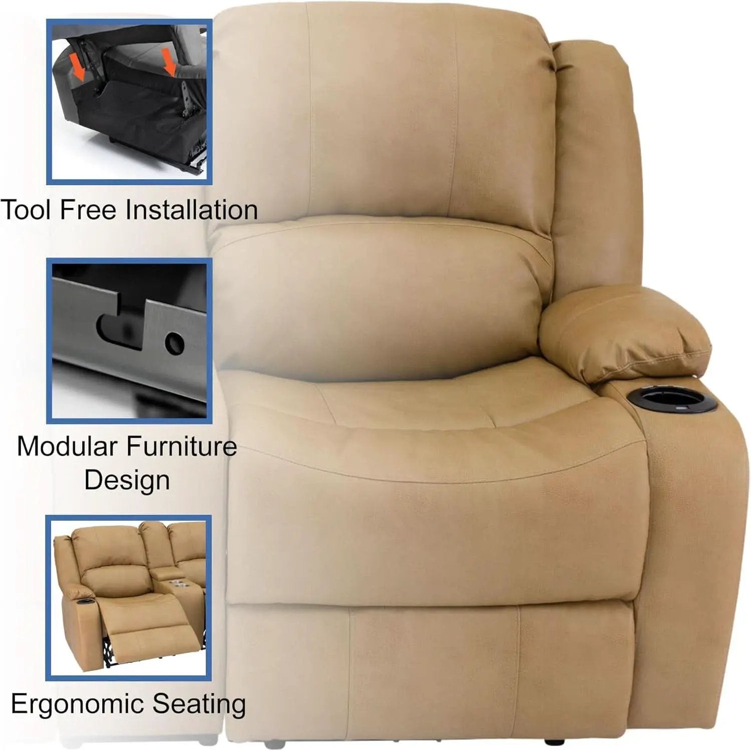 Charles 67 Inch Powered Double RV Wall Hugger Recliner Sofa from PriceLows™