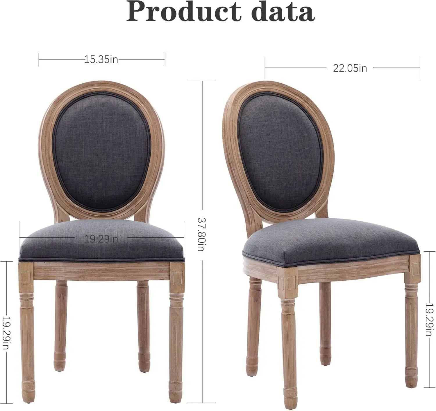 French Country Dining Chairs Set of 4 Oak Wood Round Back from PriceLows™