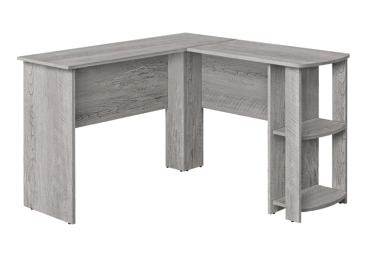 Wood-Look L-Shaped Desk | 47 Inch Width | Open And Closed Right Storage | Space Efficient Corner Design