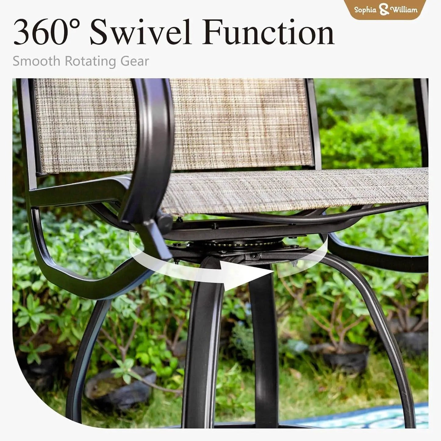 Counter Height Outdoor Bar Set With 2 Swivel Chairs from PriceLows™