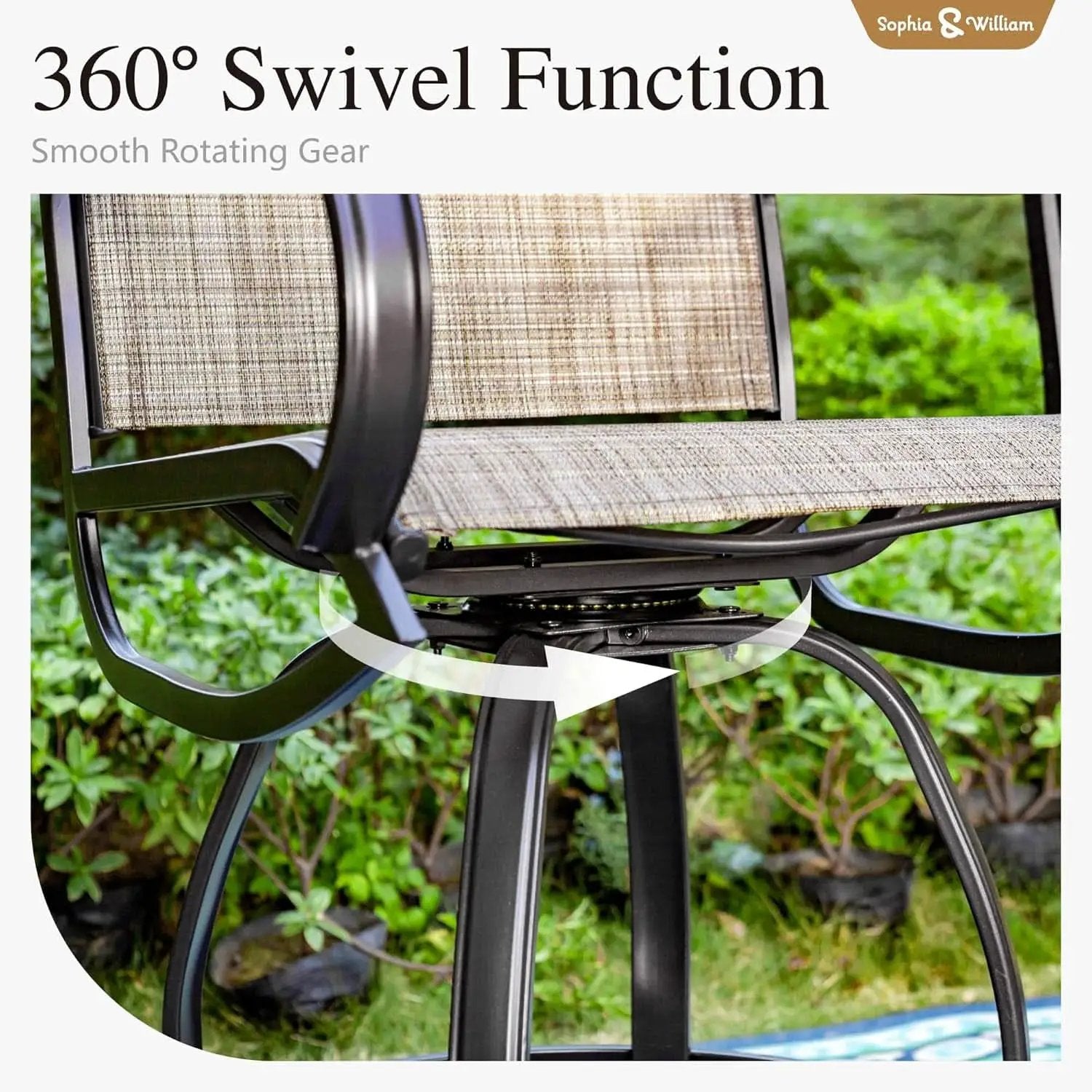 Counter Height Outdoor Bar Set With 2 Swivel Chairs from PriceLows™