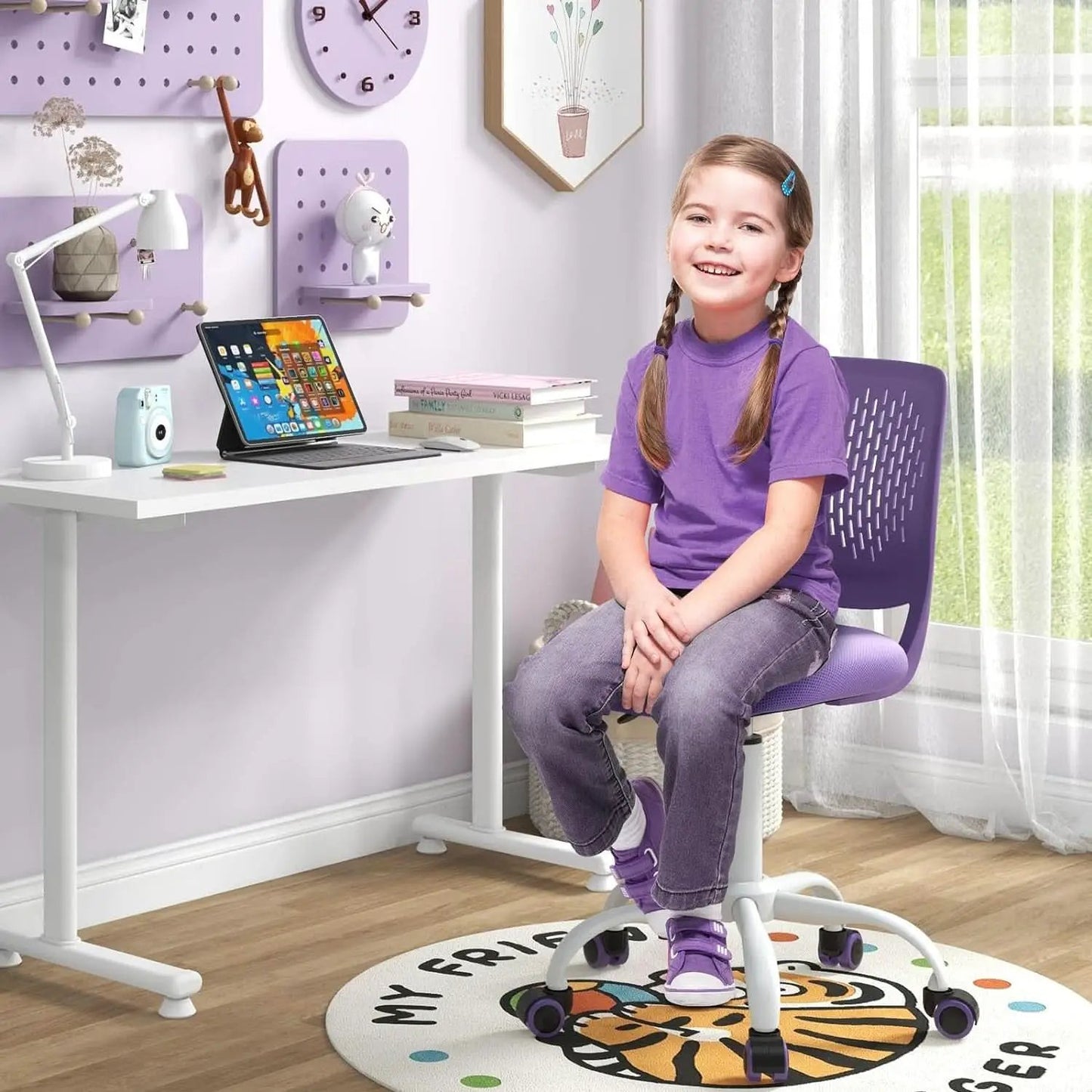 Purple Kids Desk Chair Lumbar Support Height Adjustable from PriceLows™