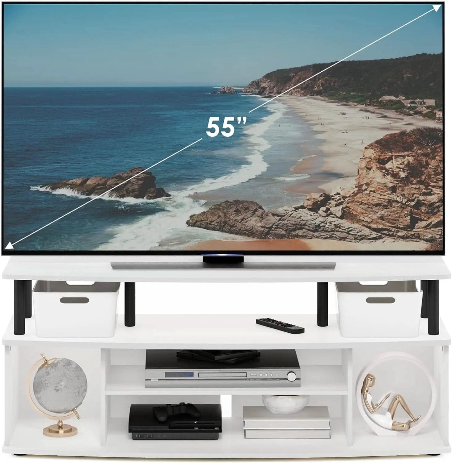 Jaya Large Entertainment Center For 55 Inch TV White And Black from PriceLows™