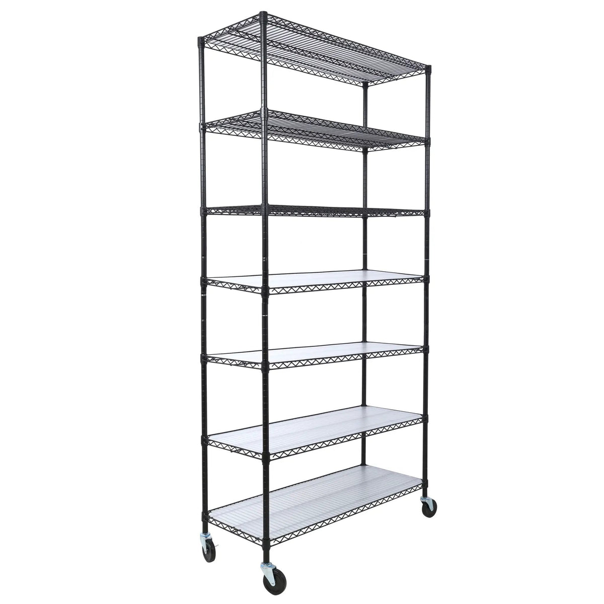 7 Tier Wire Shelving Unit | 2450 Lb Capacity | Adjustable 1 Inch Increments | Wheels Included
