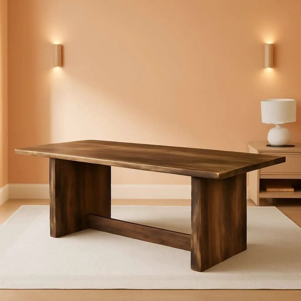 70 Inch Brown Solid Wood Rectangular Dining Table Seats Six from PriceLows™