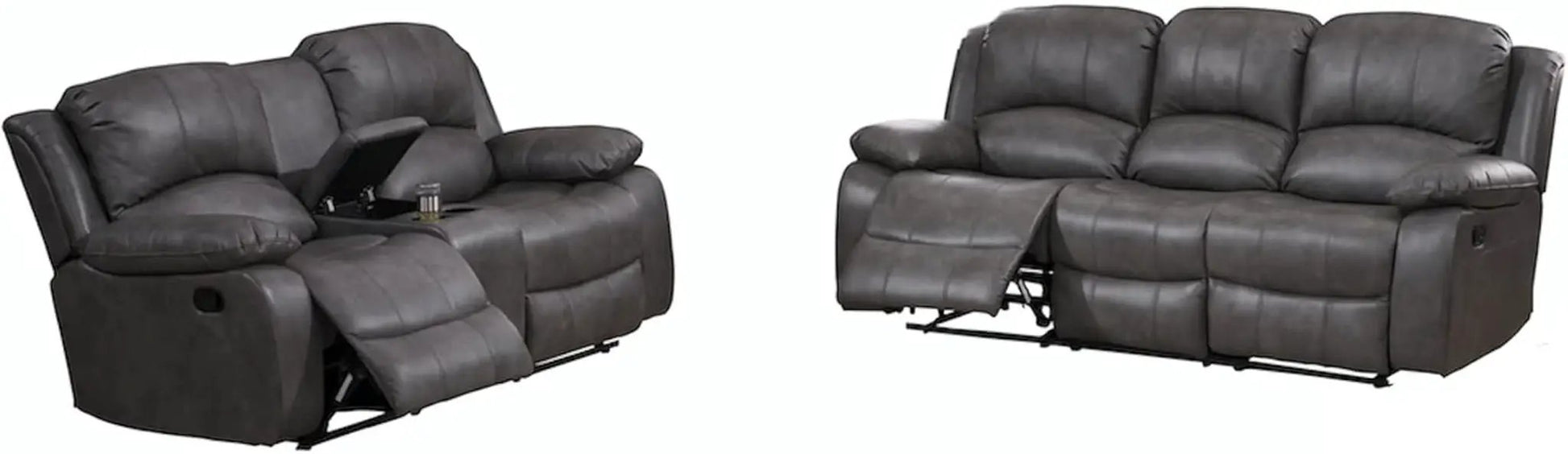 2 Piece Bonded Leather Reclining Sofa Loveseat Set Gray Living Room Furniture Set 8018 from PriceLows™