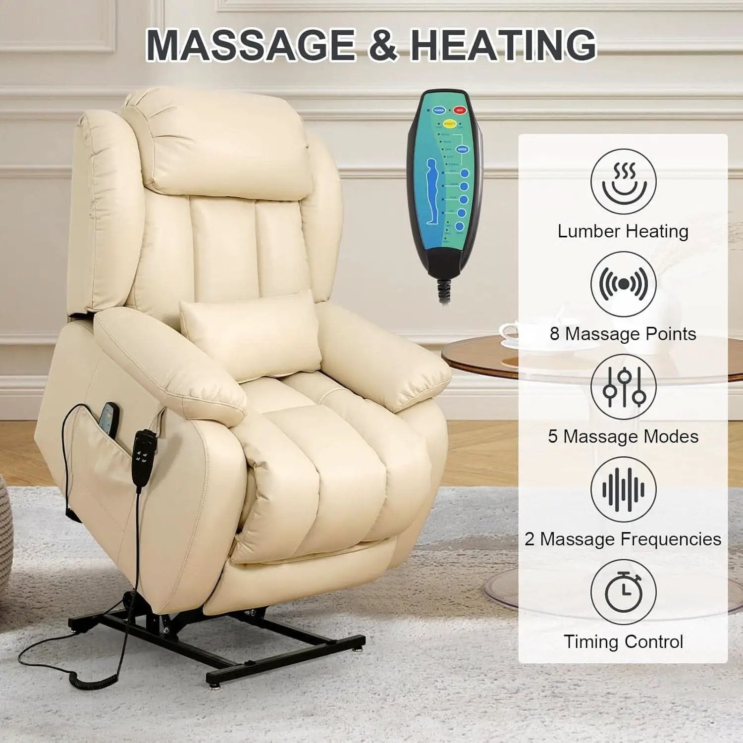 Large Reclining Lift Chair With Dual Motor Massage from PriceLows™