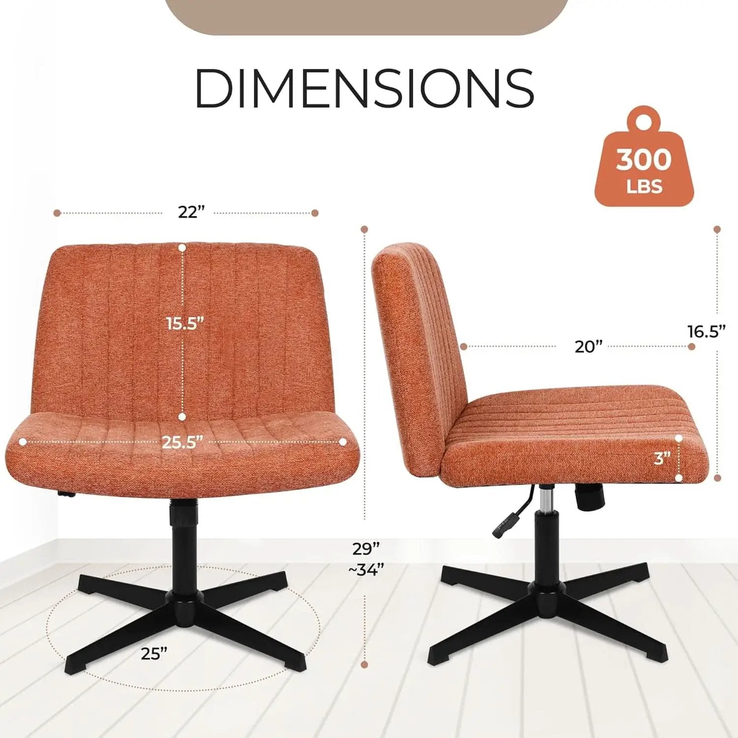 Cross Legged Office Desk Chair Brown Fabric Adjustable from PriceLows™