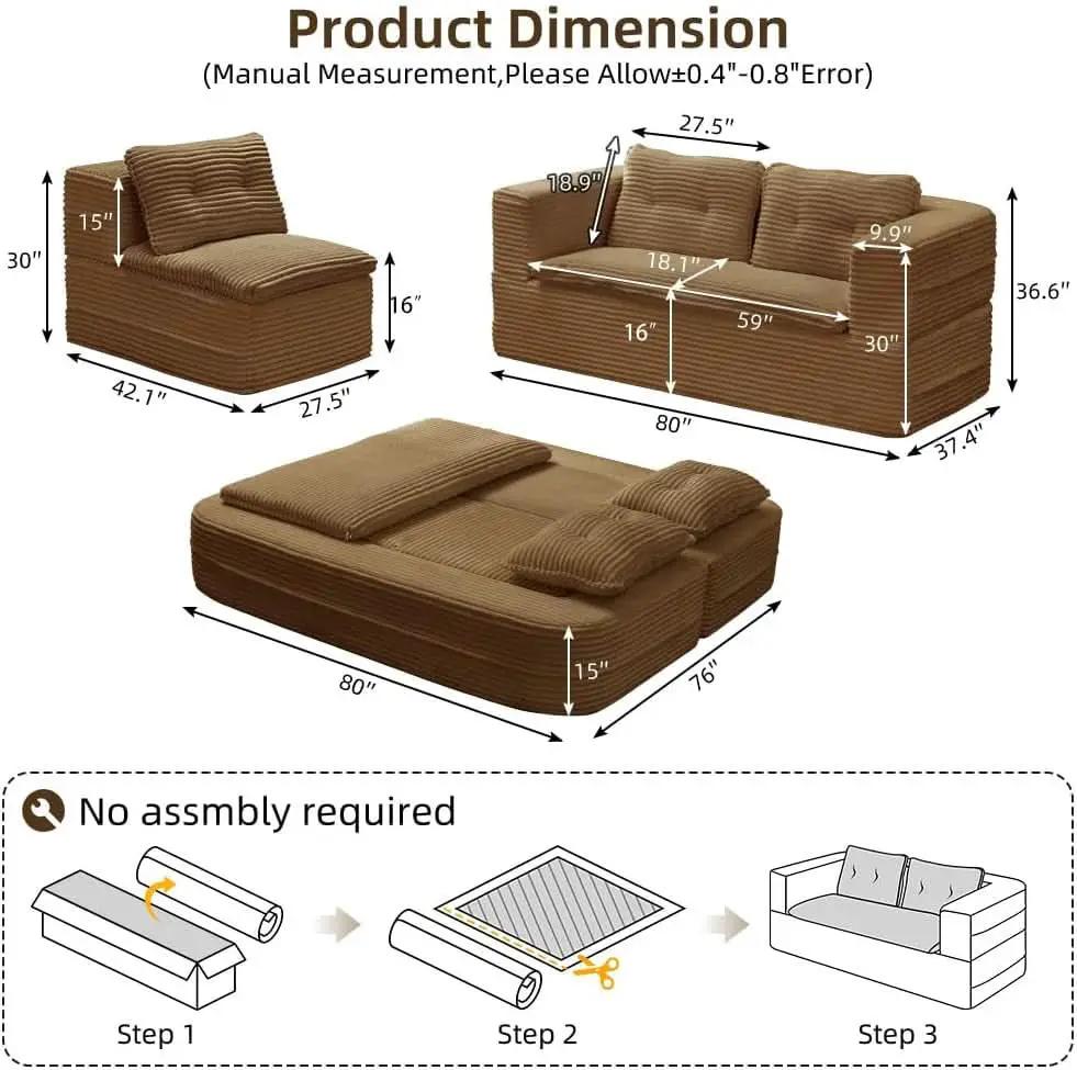 Camel King Size Corduroy Futon Pro Lux Sofa Bed Chaise Lux from PriceLows™