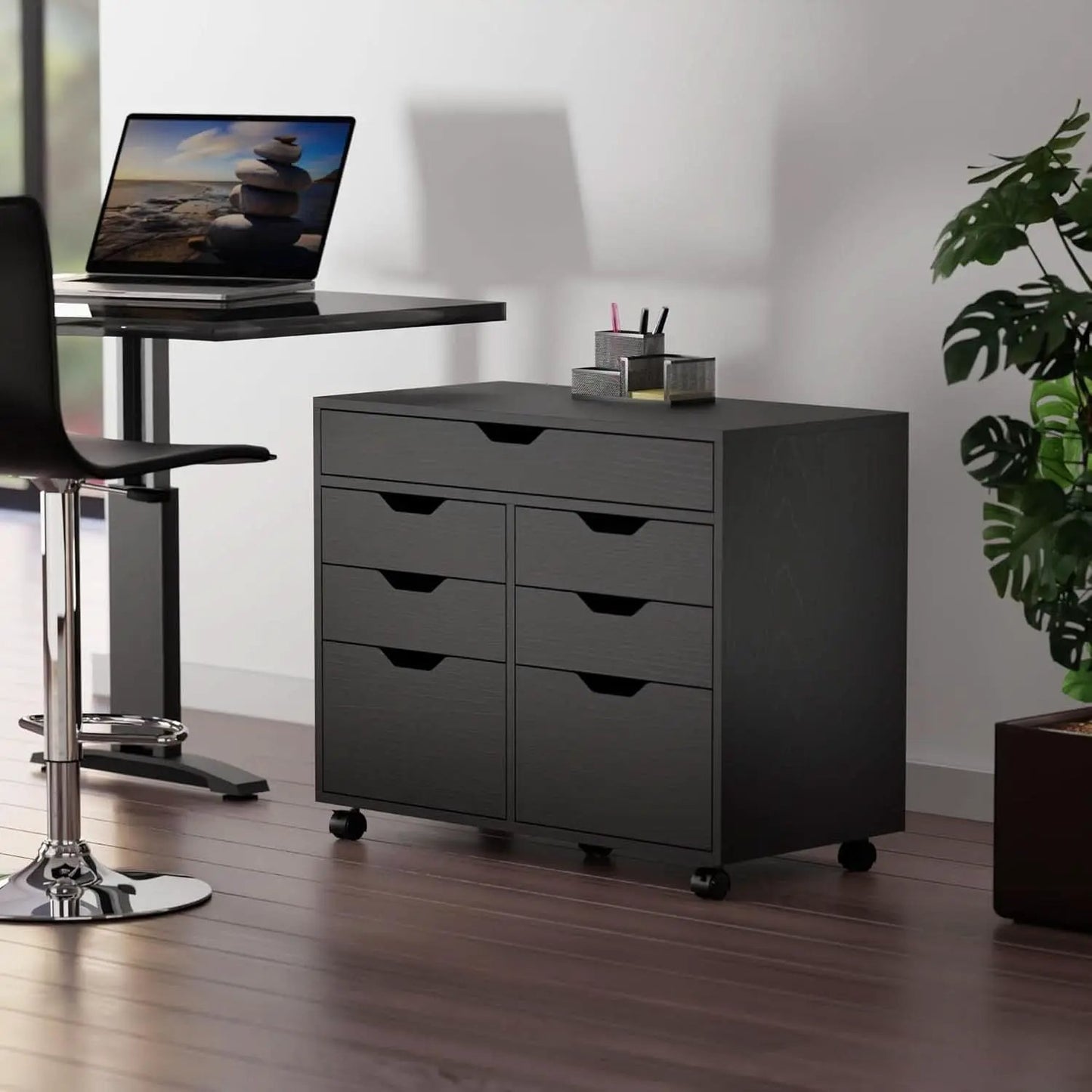 Black Halifax Two Door Storage Cabinet With Four Drawers from PriceLows™